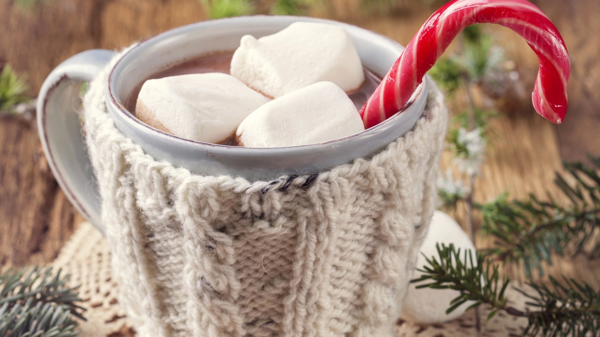 Coffee cup with marshmallows wallpaper, Cozy image, Hot chocolate delight, Delicious indulgence, 1920x1080 Full HD Desktop