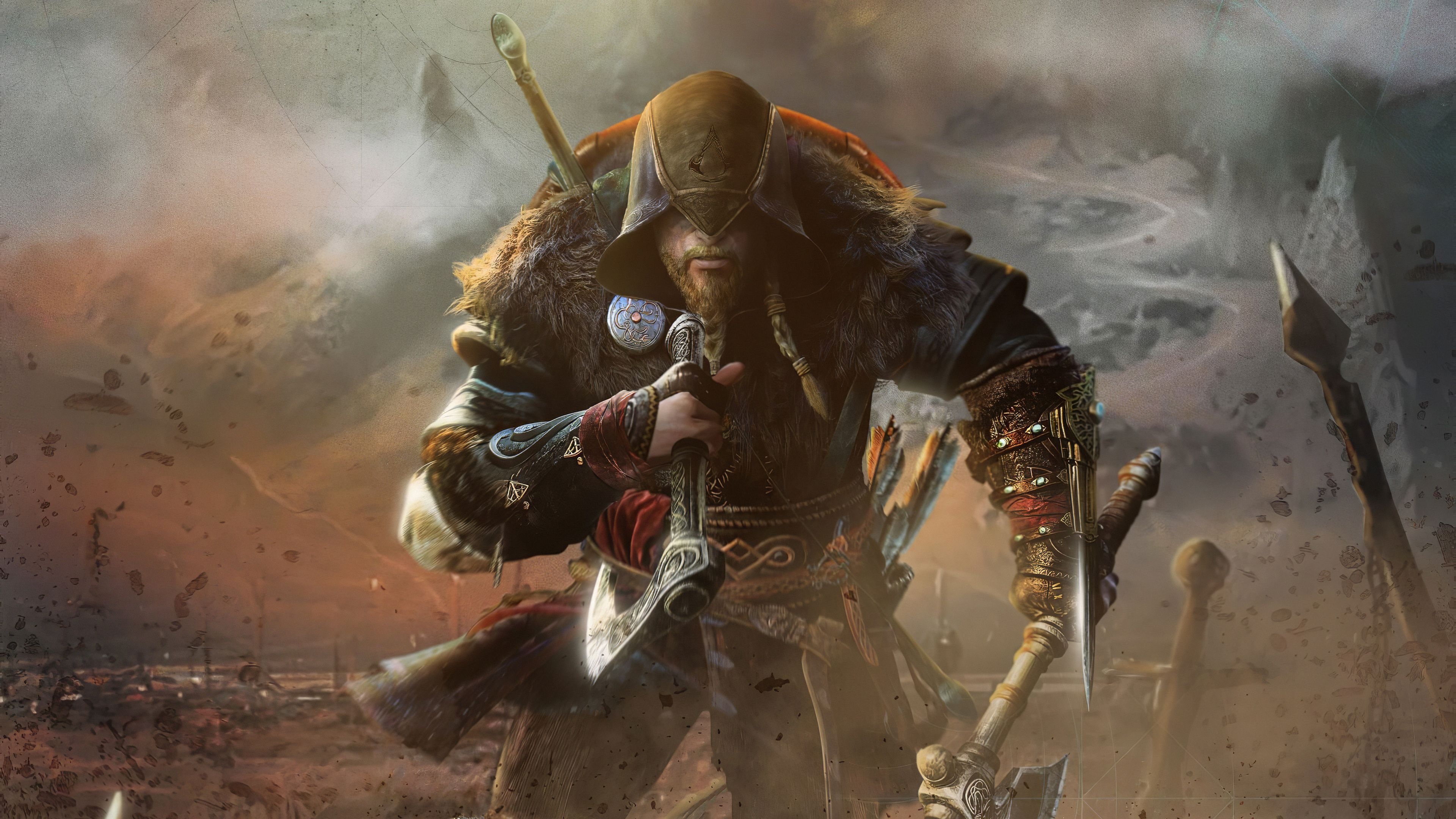 Eivor Varinsdottir, Assassin's Creed Hidden Blade, Dual Viking bearded axes, 4K Desktop wallpaper