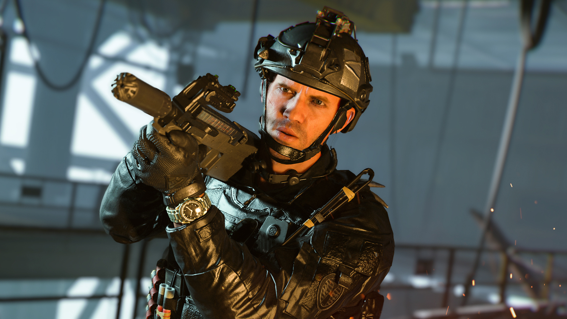 Vladimir Makarov, Suppressed tactical submachine gun, Black tactical combat helmet, Full HD Desktop wallpaper
