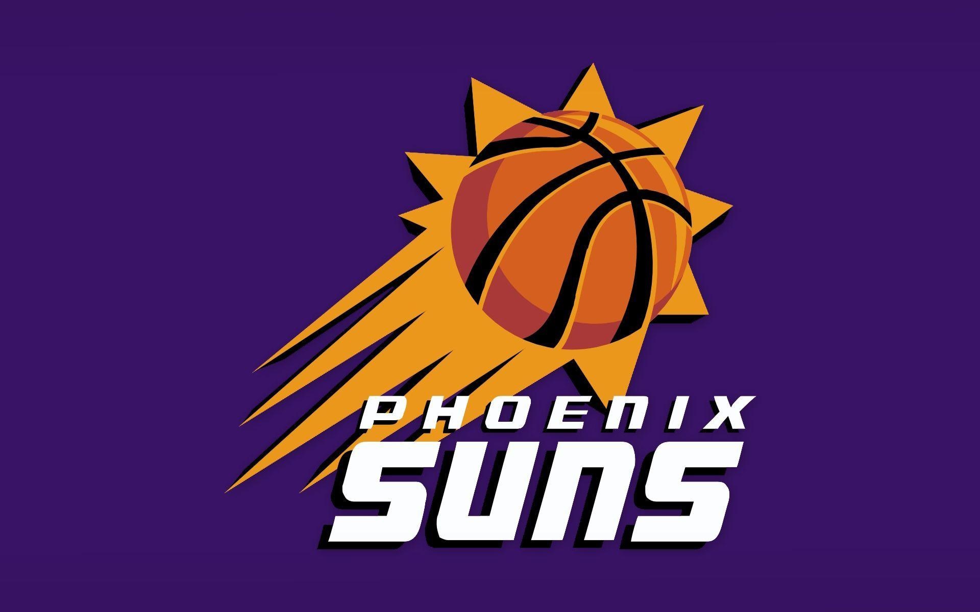 Phoenix Suns logo, Streaking sunburst basketball emblem, Purple backdrop, HD Desktop wallpaper