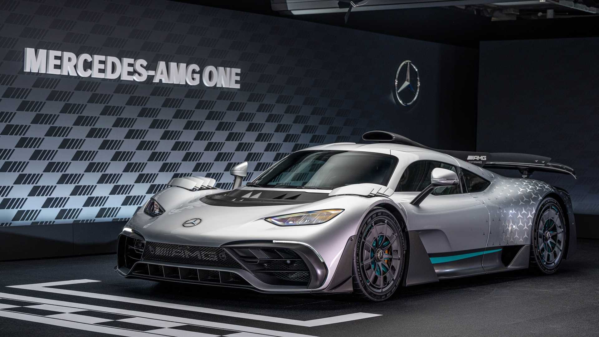 Mercedes-AMG ONE, MERCEDES-AMG ONE signage, illuminated Mercedes-Benz star, Full HD Desktop wallpaper