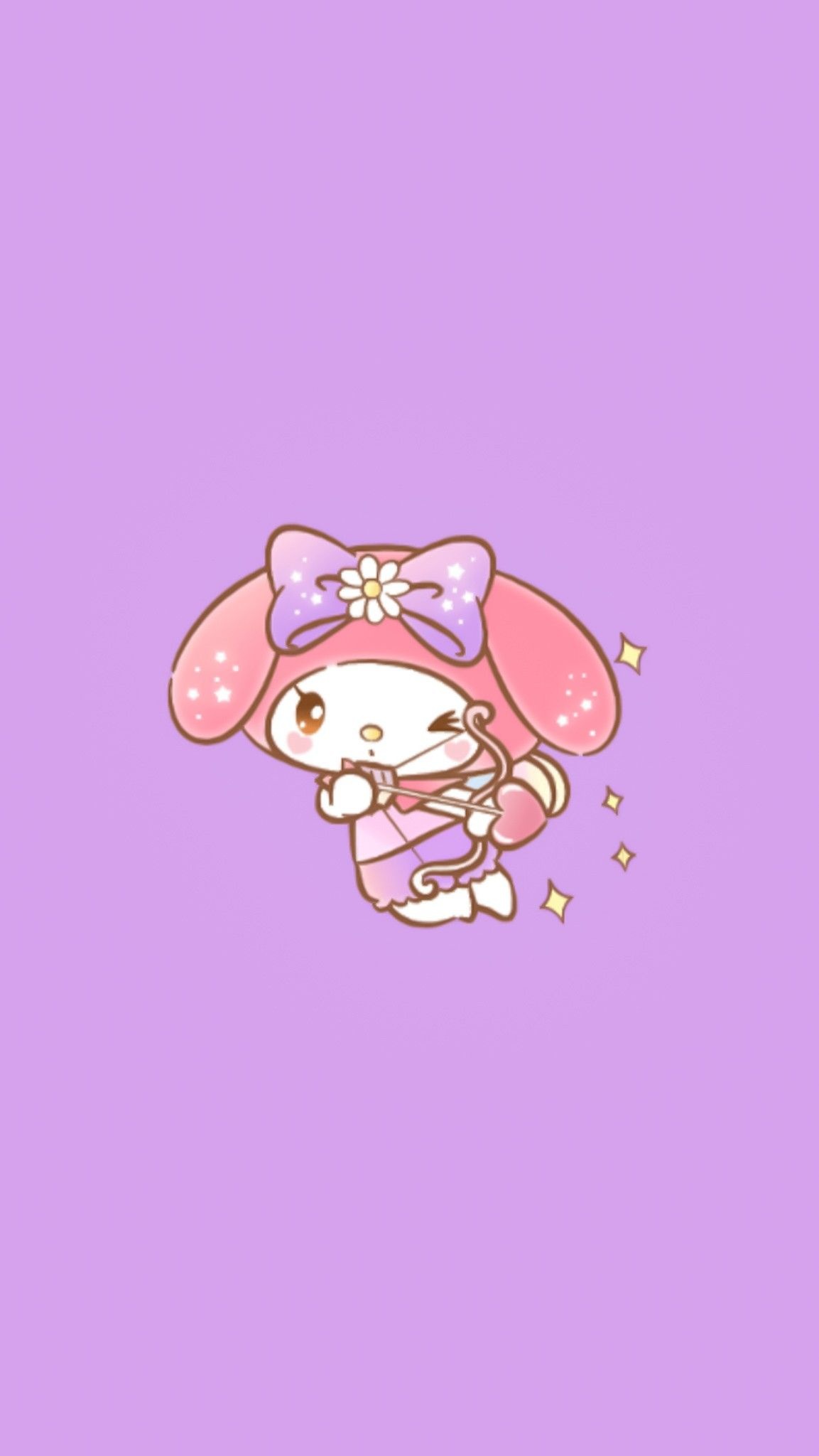 Cupid My Melody, heart bow and arrow, lavender flower bow, HD Phone wallpaper