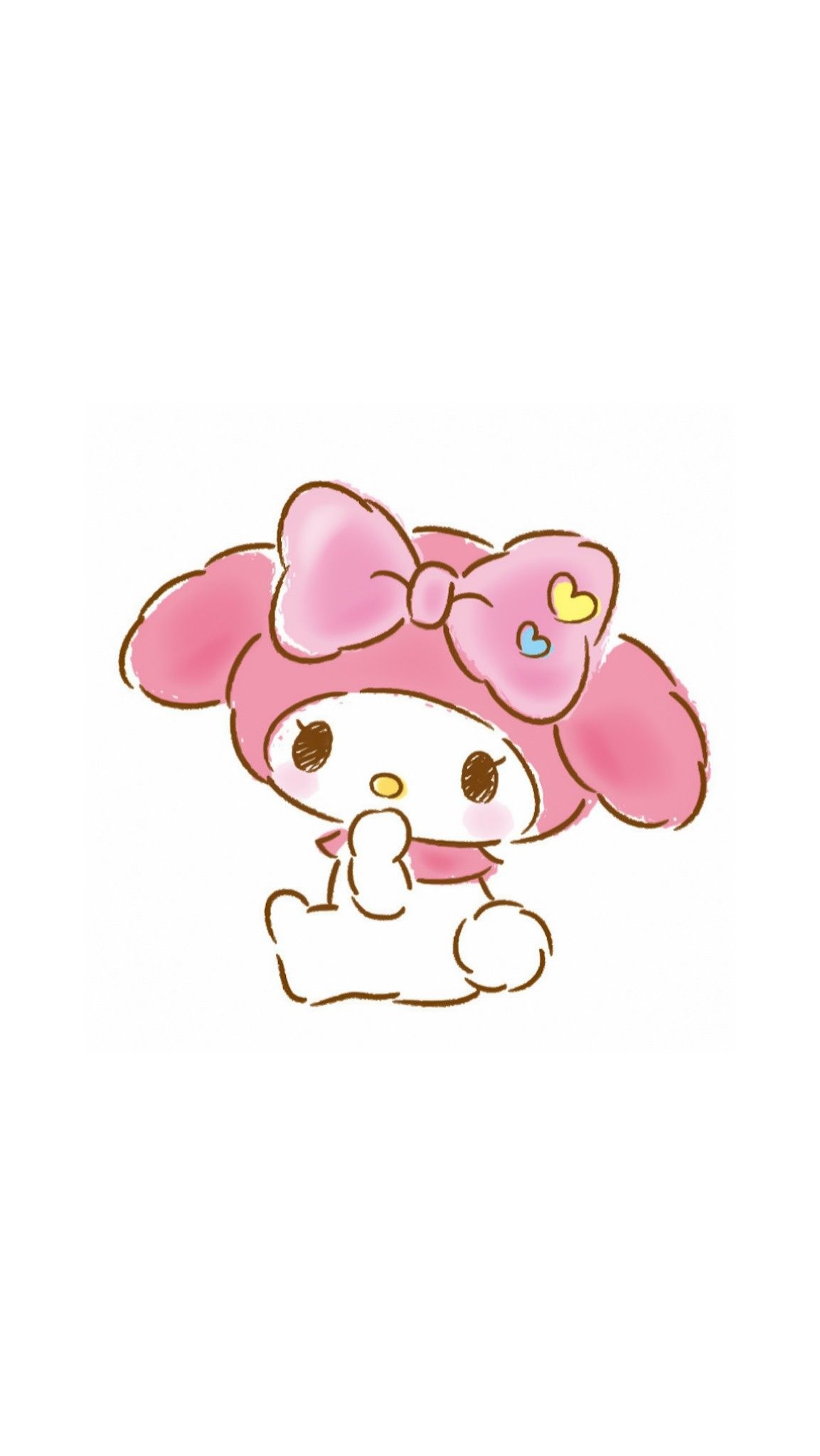 My Melody, pink heart bow, minimalist crayon illustration, HD Phone wallpaper