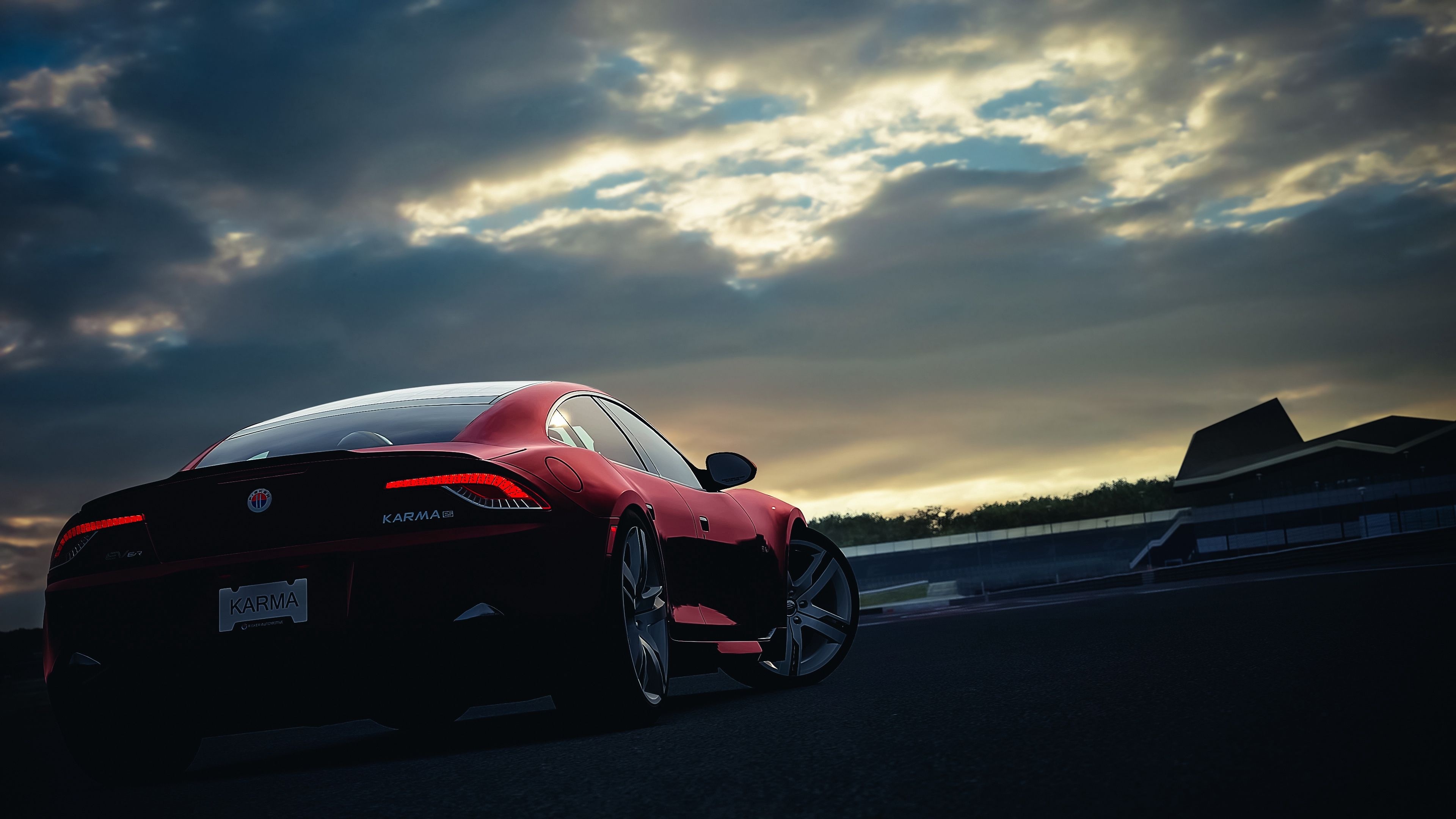 Karma Revero, KARMA, Racetrack at sunset, 4K Desktop wallpaper