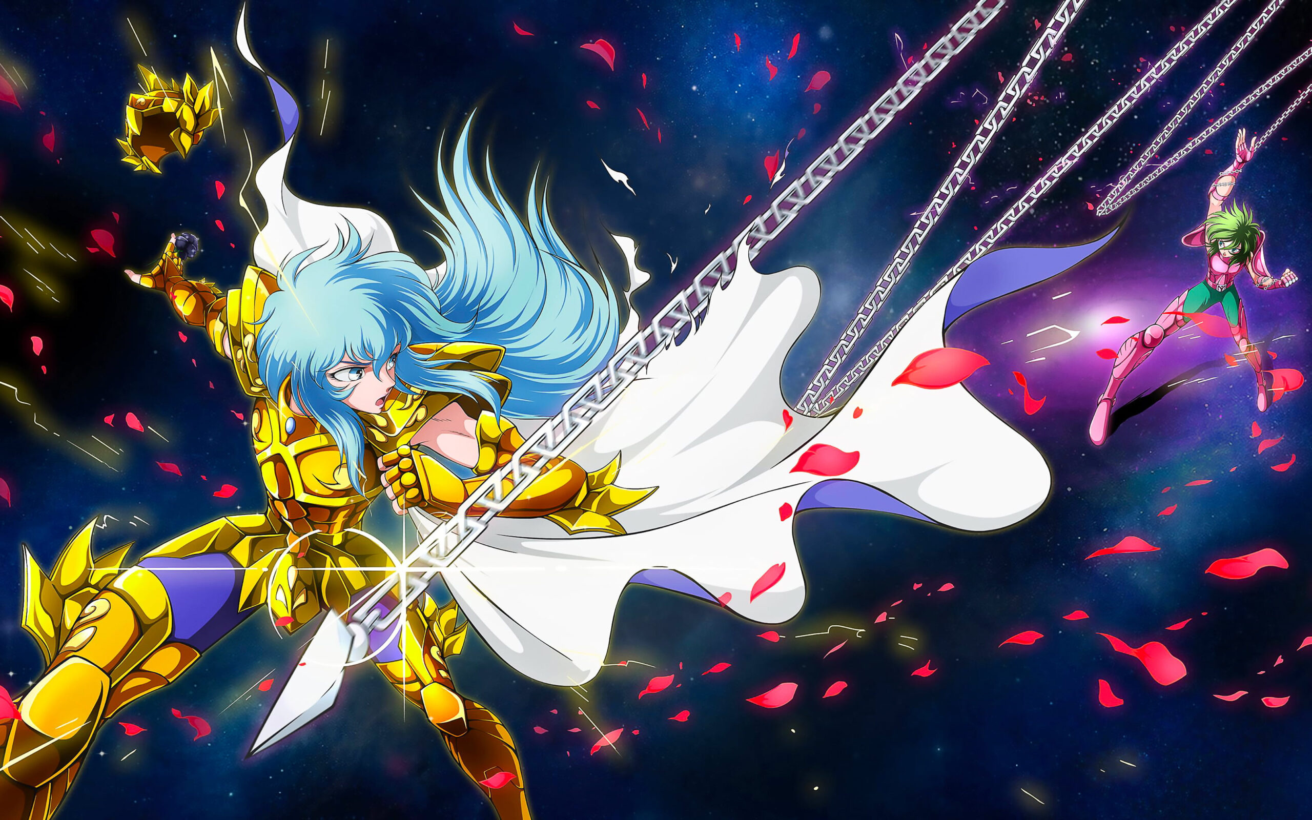 Pisces Aphrodite, Andromeda Shun, Nebula Chain, Pisces Gold Cloth, HD Desktop wallpaper
