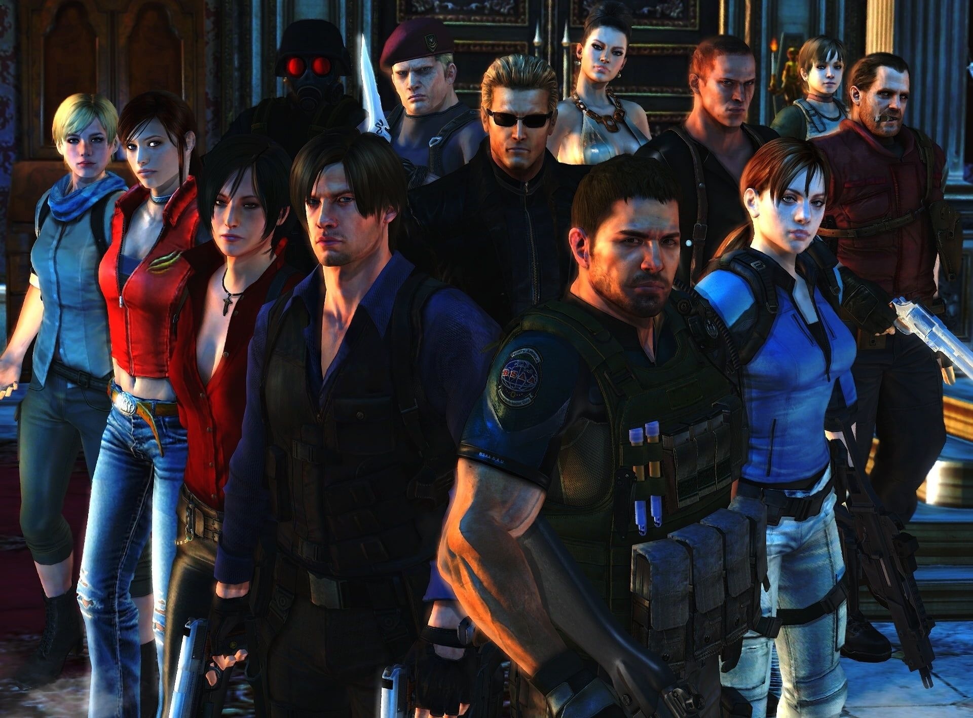 Chris Redfield, Leon S. Kennedy, Albert Wesker, Jill Valentine, Resident Evil characters, HD Desktop wallpaper