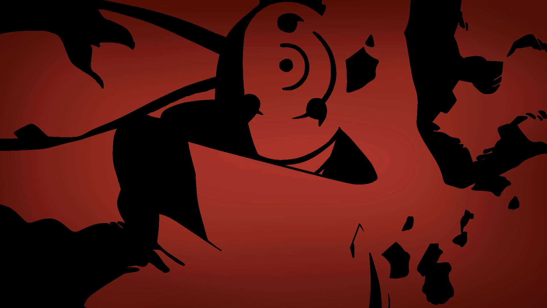 Obito Uchiha, war arc mask, red black silhouette, Full HD Desktop wallpaper