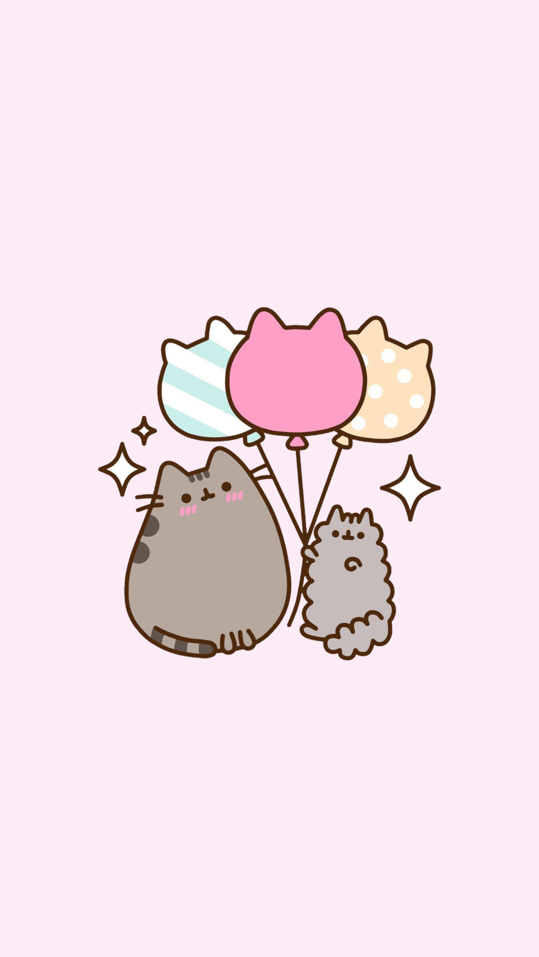 Pusheen the Cat, Stormy the Cat, Cat-shaped pastel balloons, HD Phone wallpaper