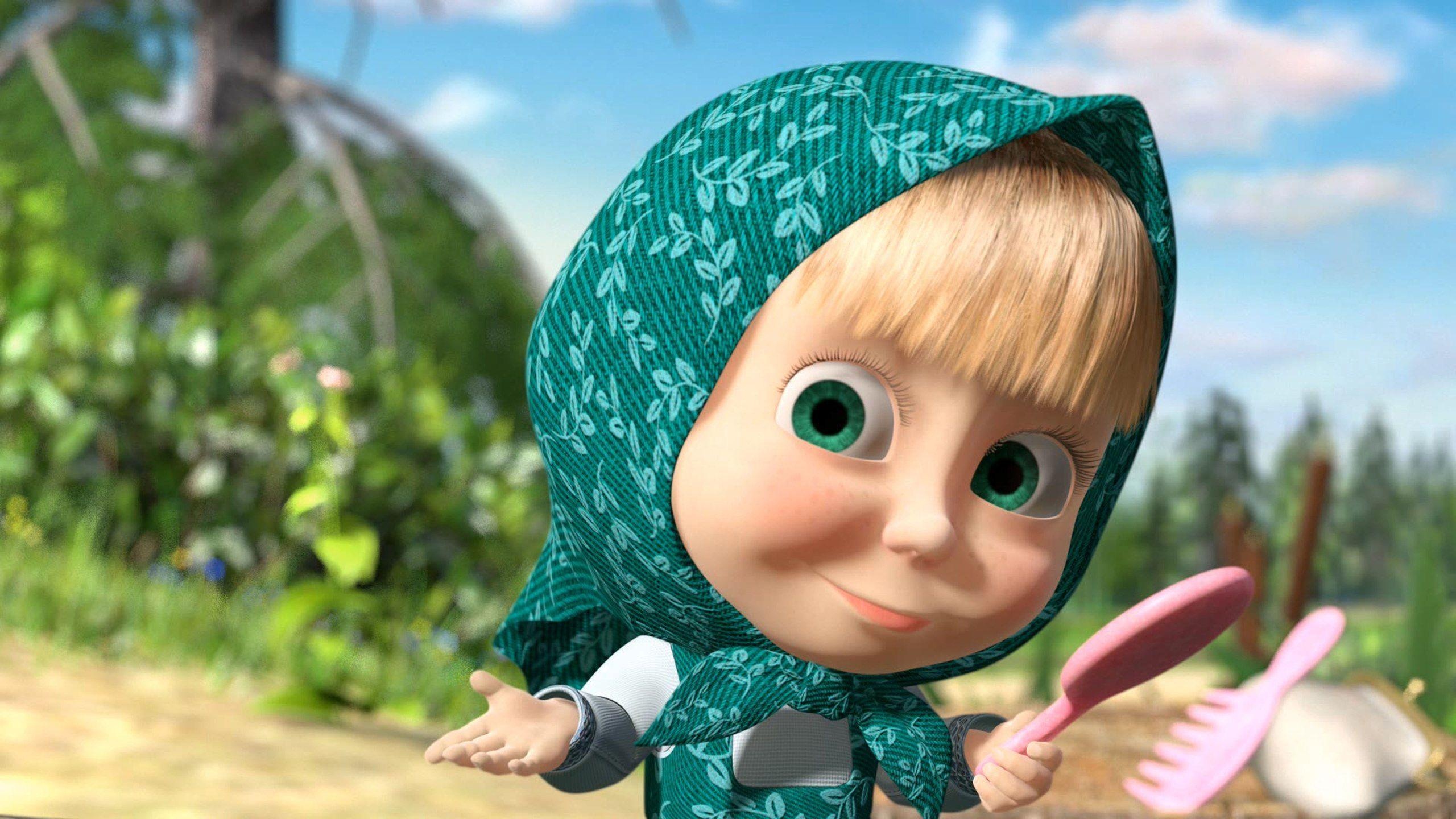 Masha and the Bear, Playful antics, Lovable duo, Cartoon wallpapers, 2560x1440 HD Desktop