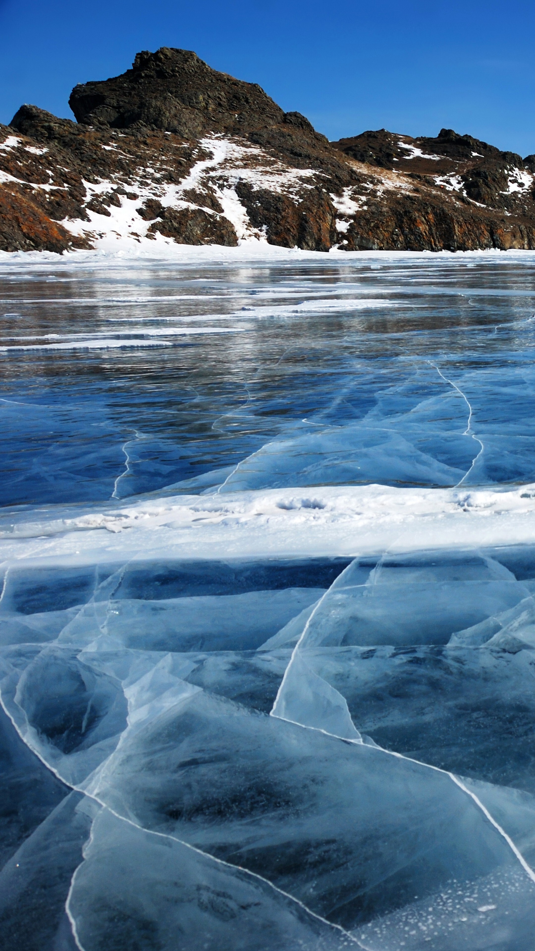 Baikal, Ice lake mountains, 5K 4K wallpaper, 2160x3840 4K Phone