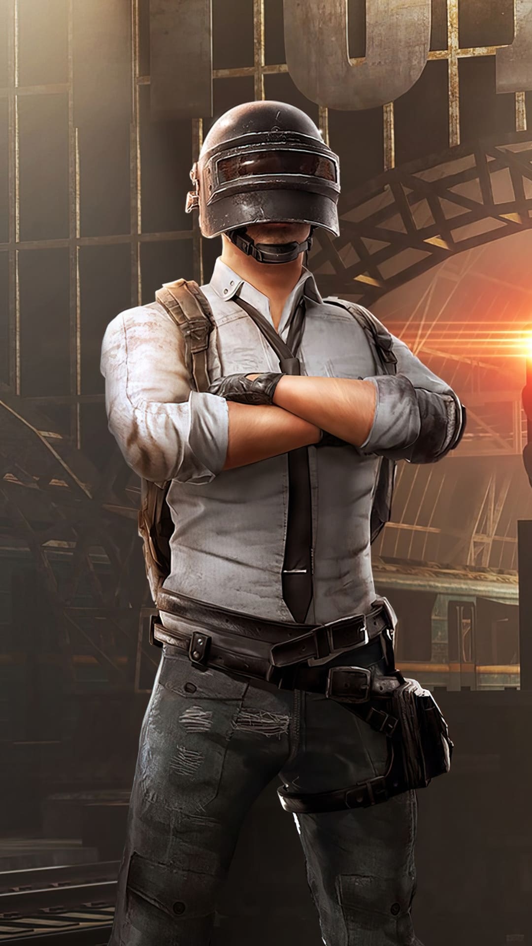 PUBG Lone Survivor, Spetsnaz Level 3 helmet, white dress shirt tie, Full HD Phone wallpaper