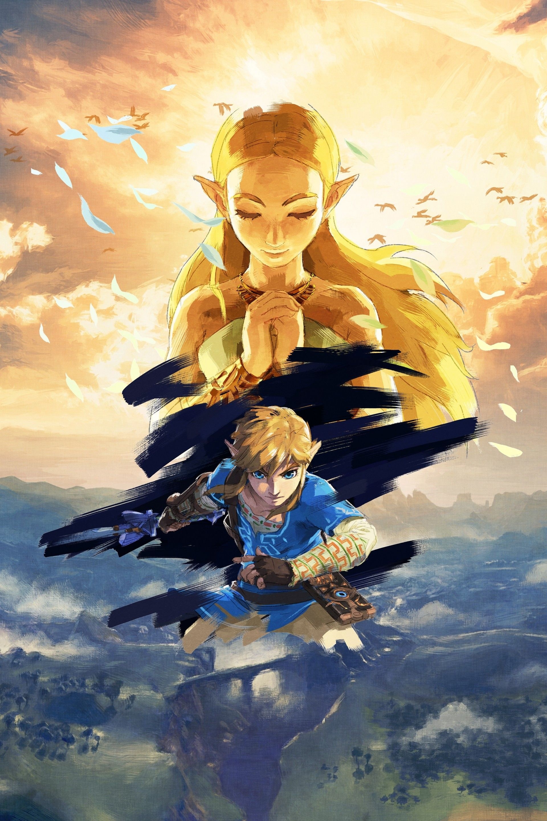 Zelda and Link, Hyrule Wallpaper, 1920x2880 HD Phone