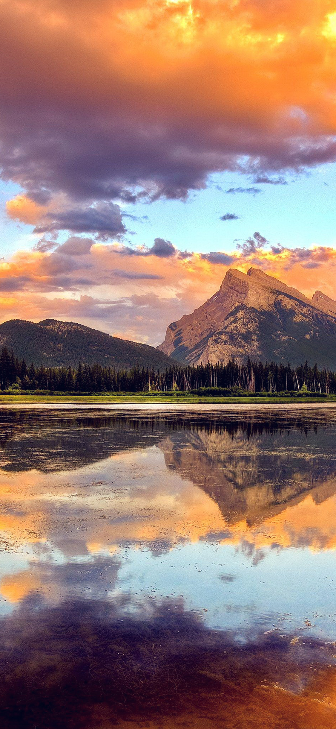 Mountain Lake, Sunset Horizon, Summer Vibes, Nature Splendor, Golden Light, 1130x2440 HD Phone