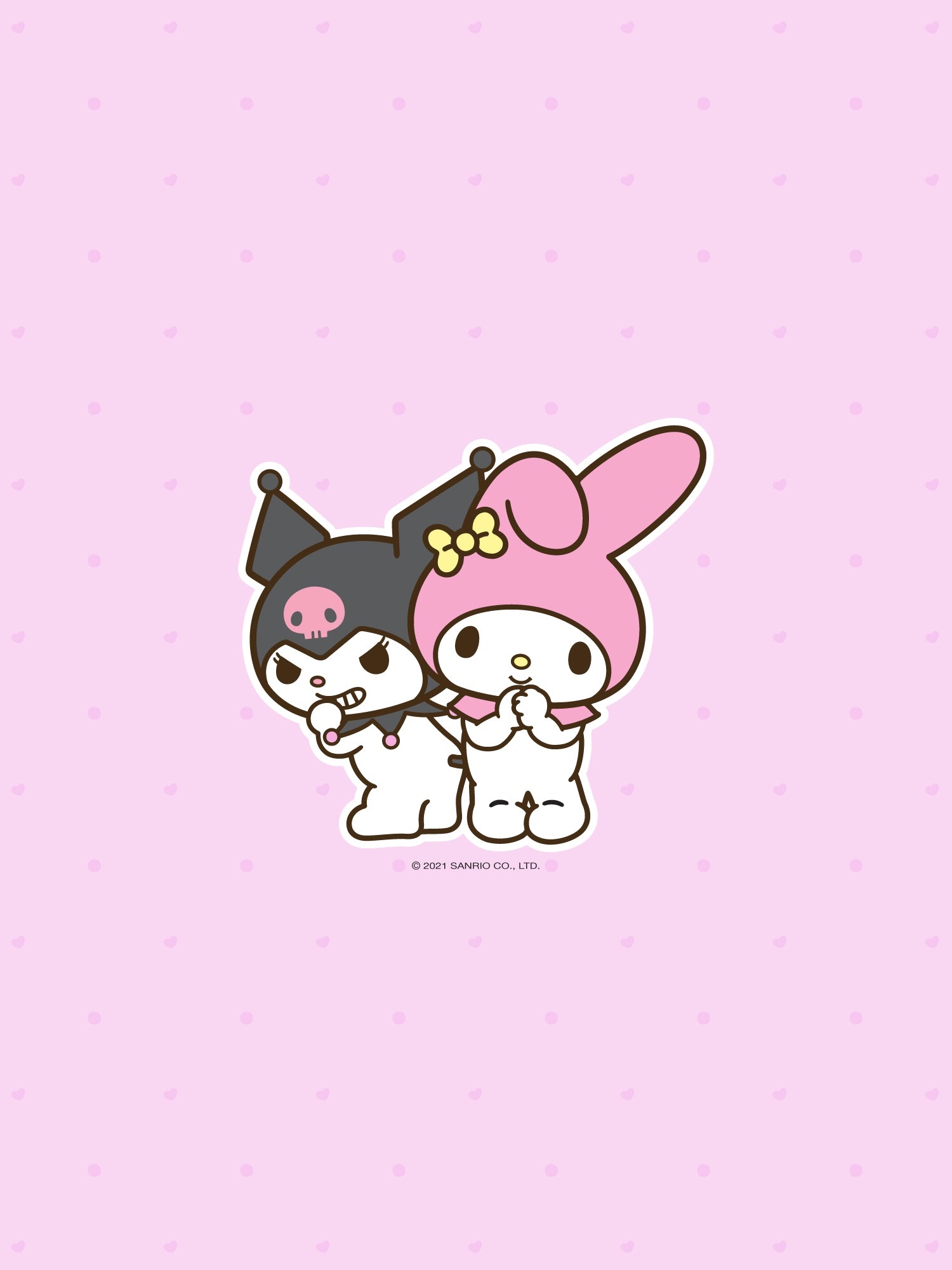 Kuromi, My Melody, pink polka dot pattern, HD Phone wallpaper