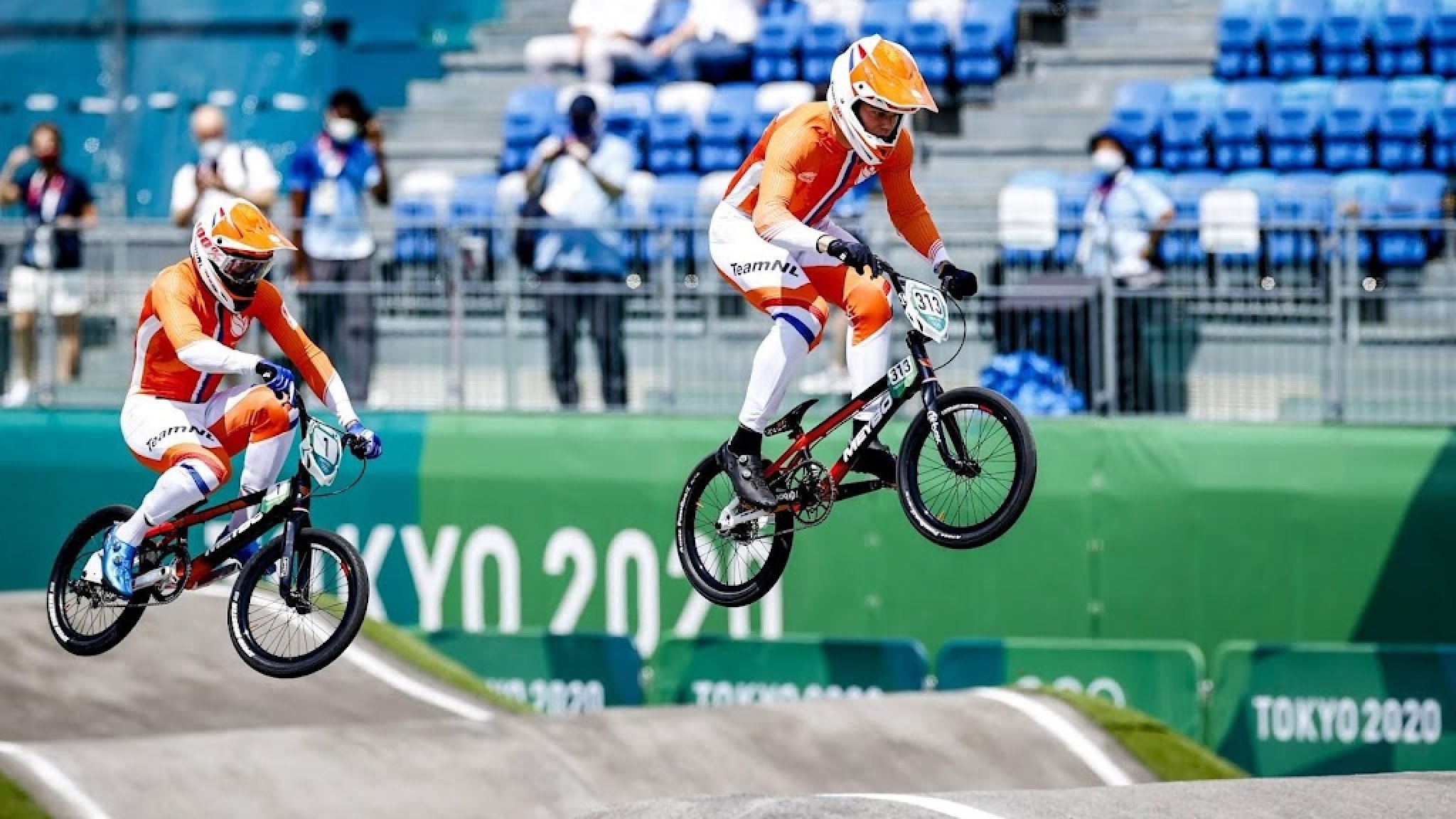 Tokyo BMX, Athletics championships, On fire, Tokyo, 2050x1160 HD Desktop