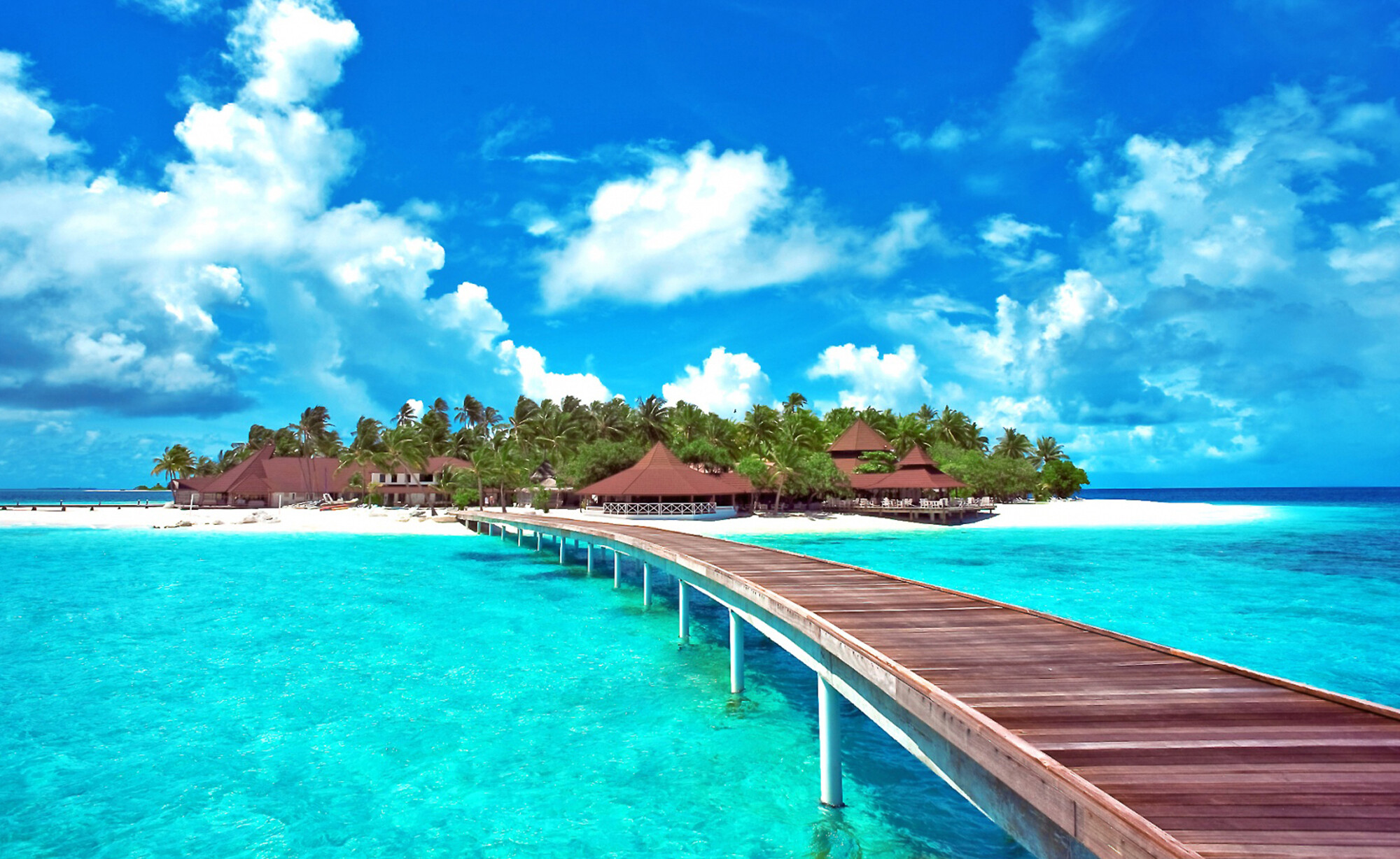 Pier to Caribbean island, HD wallpaper, Tropical getaway, Coastal beauty, 2000x1230 HD Desktop