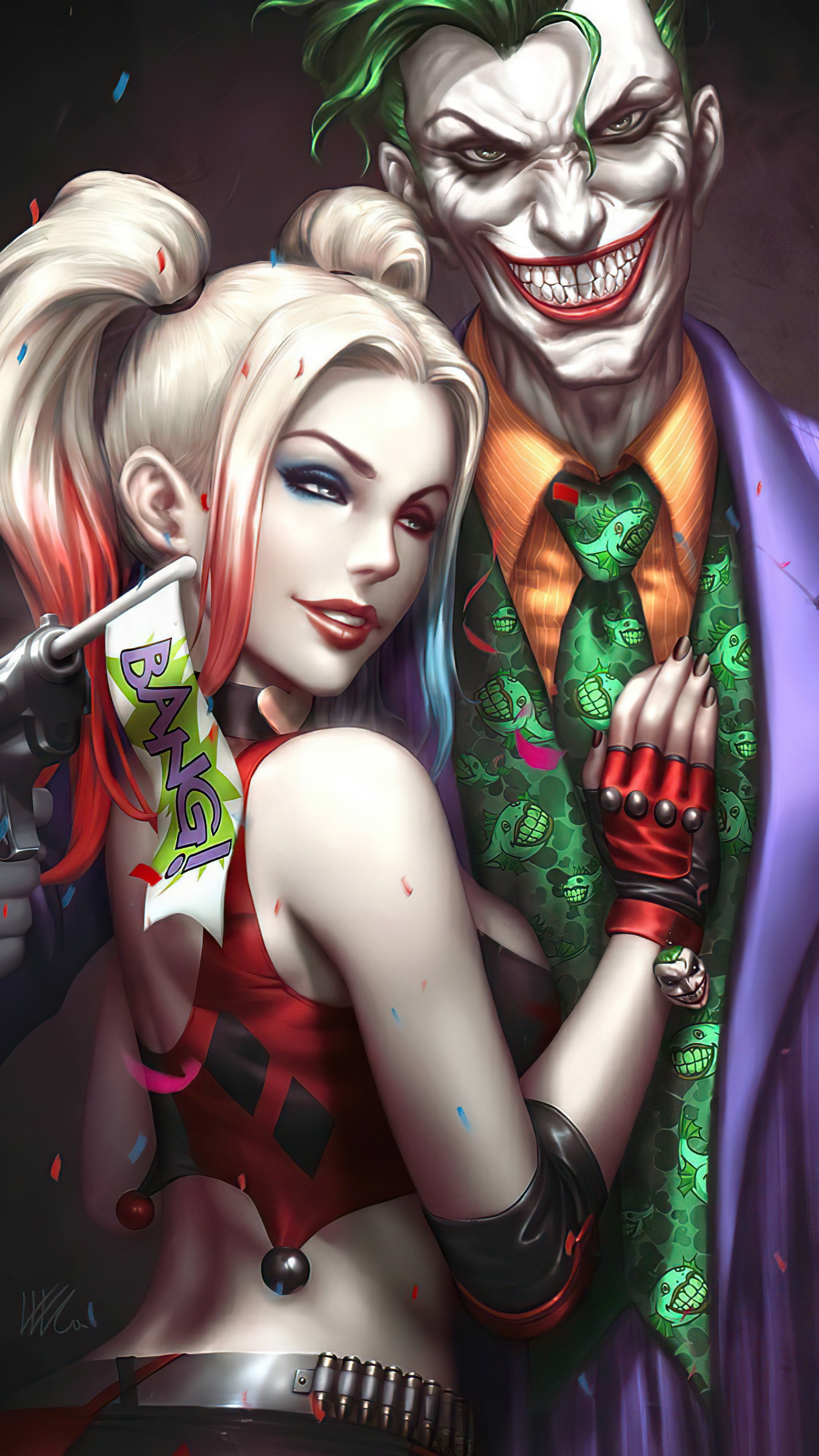 Harley Quinn and Joker, Movies, Joker and Harley Quinn love, 4K wallpapers, 2160x3840 4K Phone