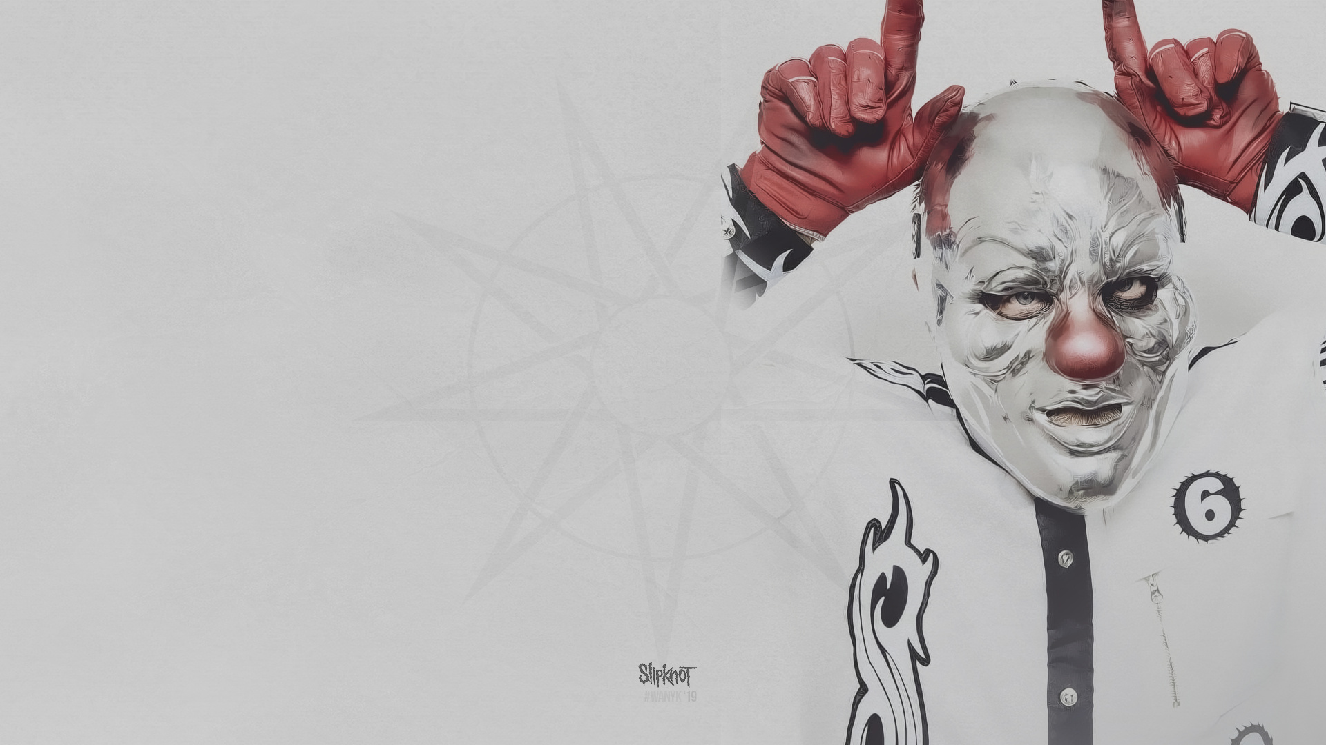 Shawn Clown Crahan, Slipknot nonagram symbol, Slipknot logo, Full HD Desktop wallpaper
