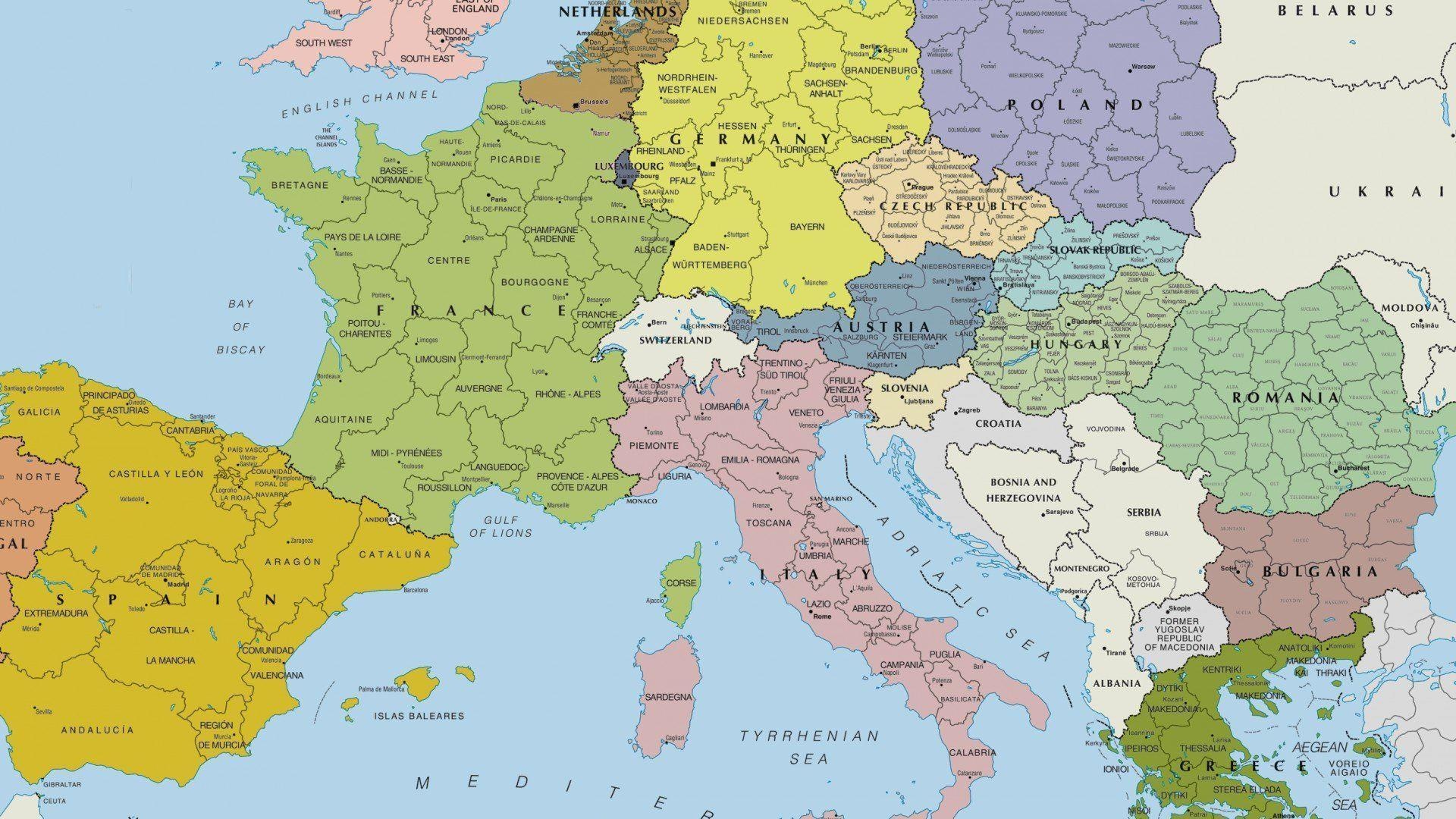 Europe, Map Wallpaper, 1920x1080 Full HD Desktop