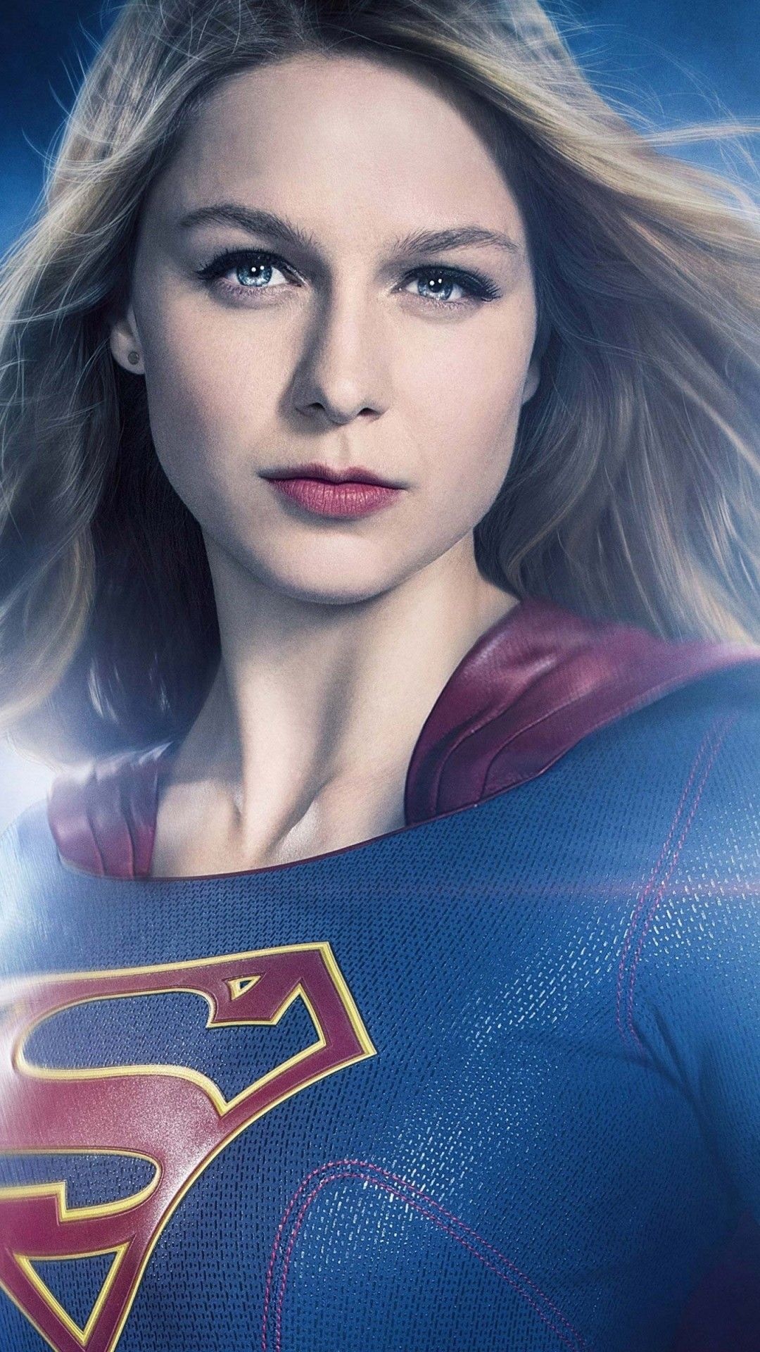 Melissa Benoist, Supergirl House of El crest, Blue Kryptonian suit, Full HD Phone wallpaper