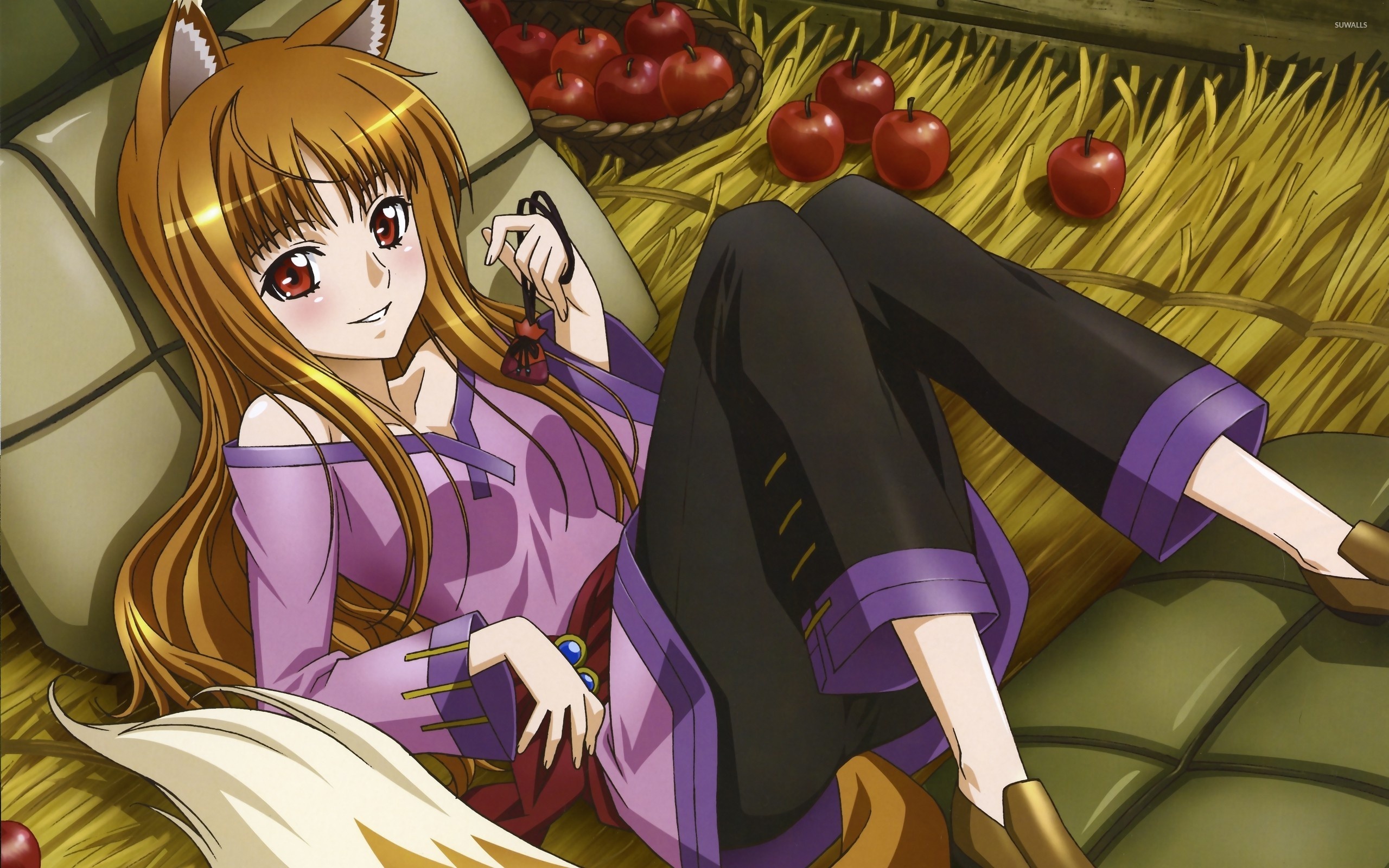 Anime holo wallpaper, Fantasy wolf, Spice and Wolf, Japanese animation, 2560x1600 HD Desktop