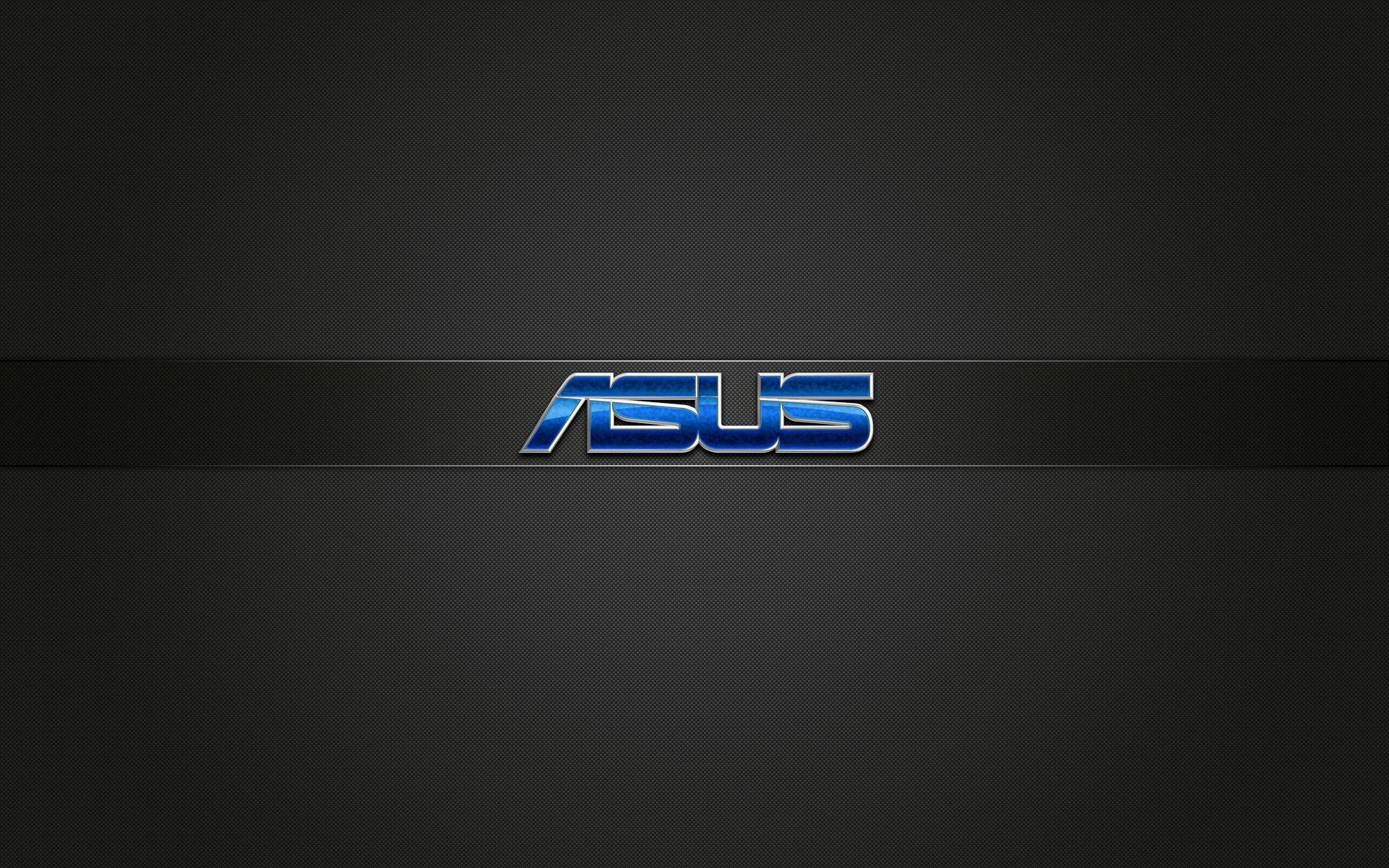 ASUS logo, metallic blue lettering, carbon fiber pattern, HD Desktop wallpaper