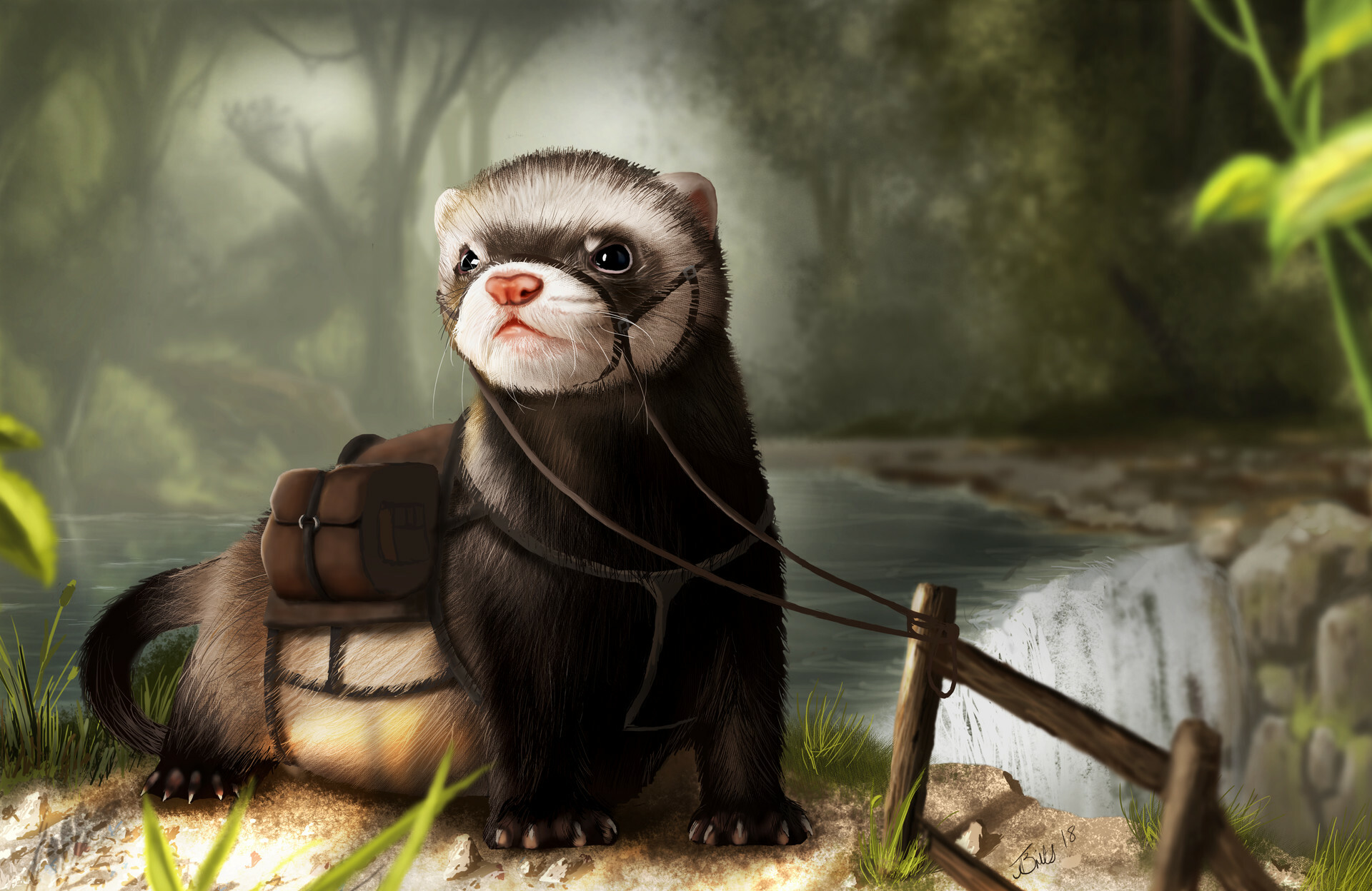 Ferret artistry, Skillful rendering, Stunning mount, Creative inspiration, 1920x1250 HD Desktop