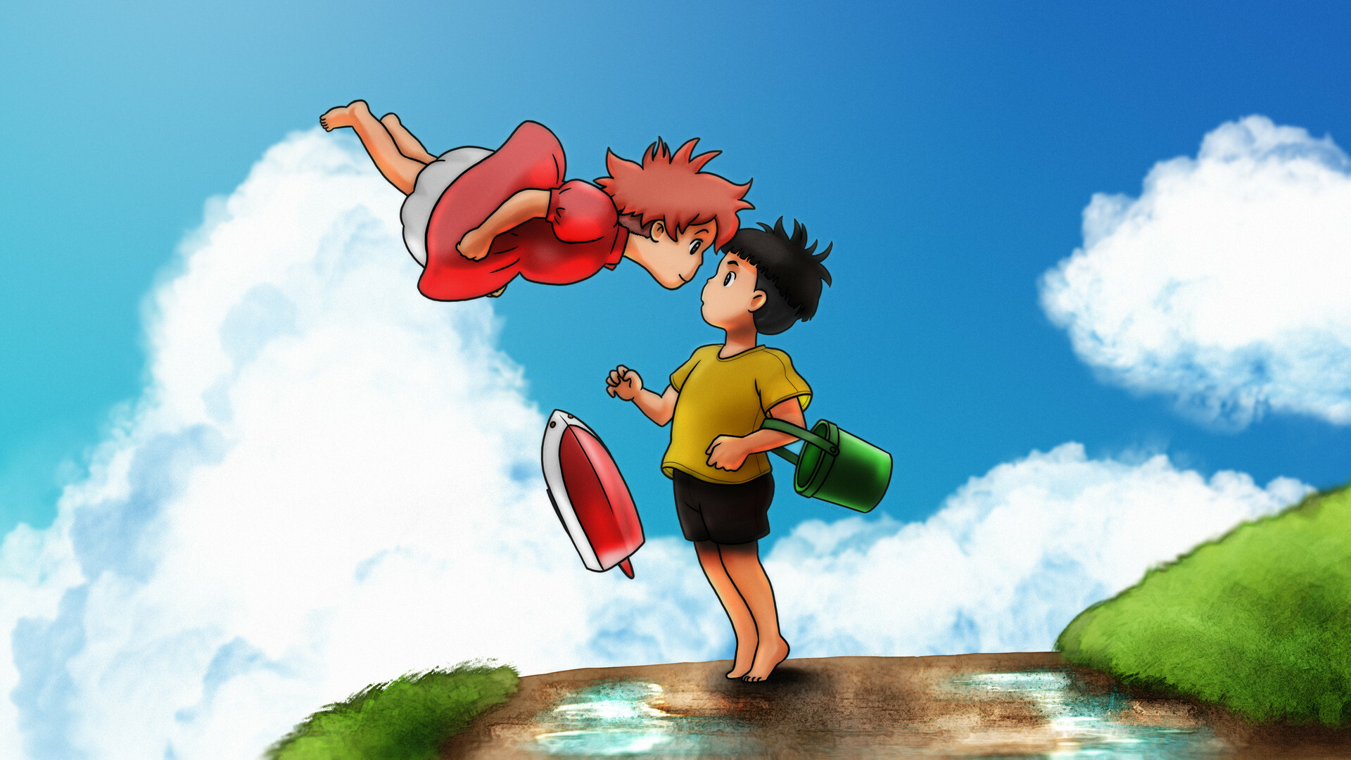 Ponyo anime, Artstation, Ponyo and Sosuke, 1920x1080 Full HD Desktop