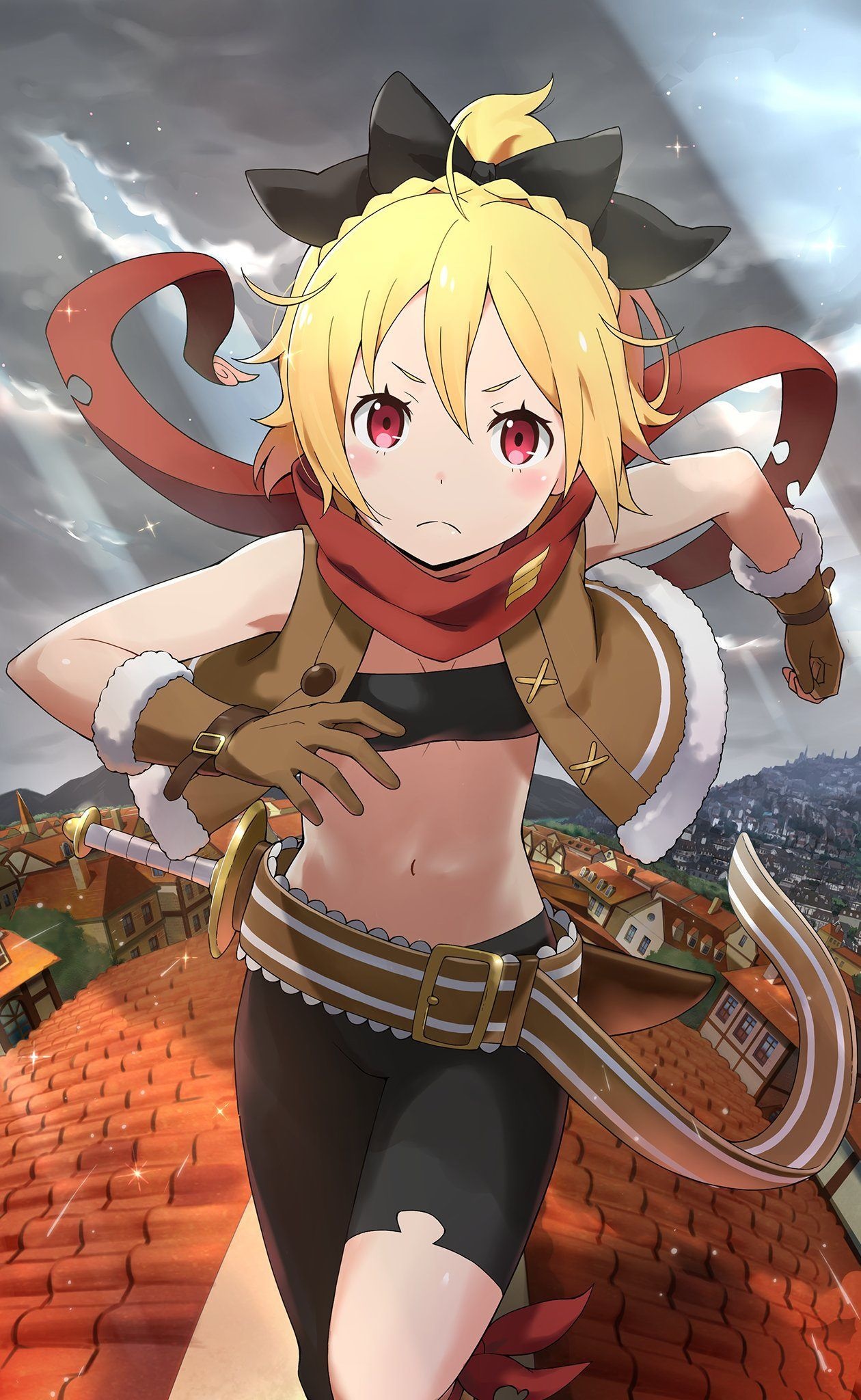 Felt from Re:Zero, Lugnica city rooftops, Sheathed dagger on belt, HD Phone wallpaper