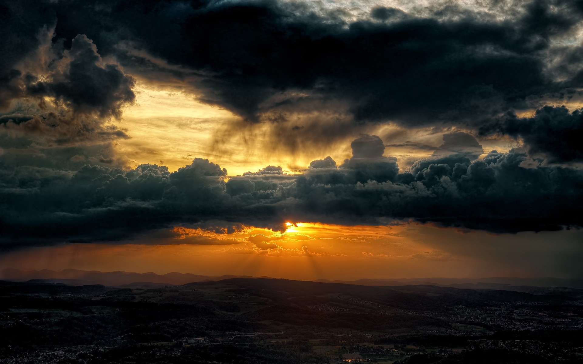 Gray Cloudy Sky, Vibrant sunset with gray sky, Stunning wallpaper, Sky's breathtaking palette, 1920x1200 HD Desktop