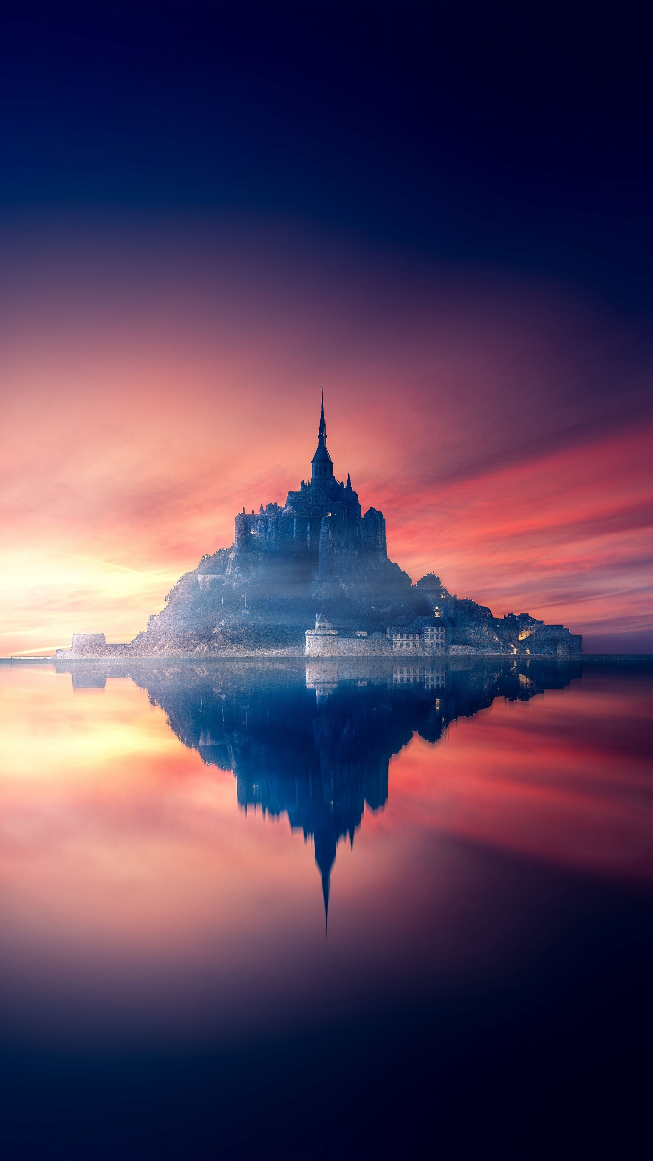 Mont Saint Michel, Beautiful island, Sunset views, Artistic atmosphere, 2160x3840 4K Phone