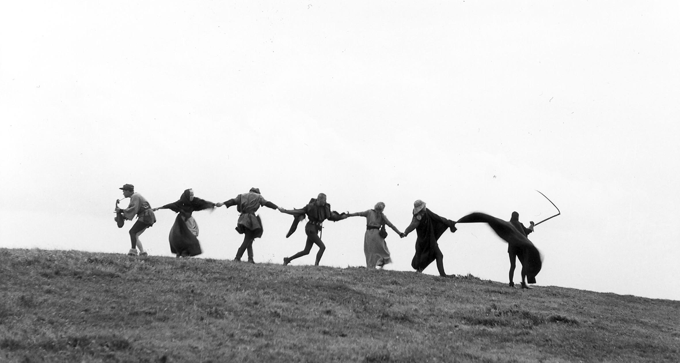 The Seventh Seal, Mysterious film, Dark fantasy, Memorable scenes, 2370x1260 HD Desktop
