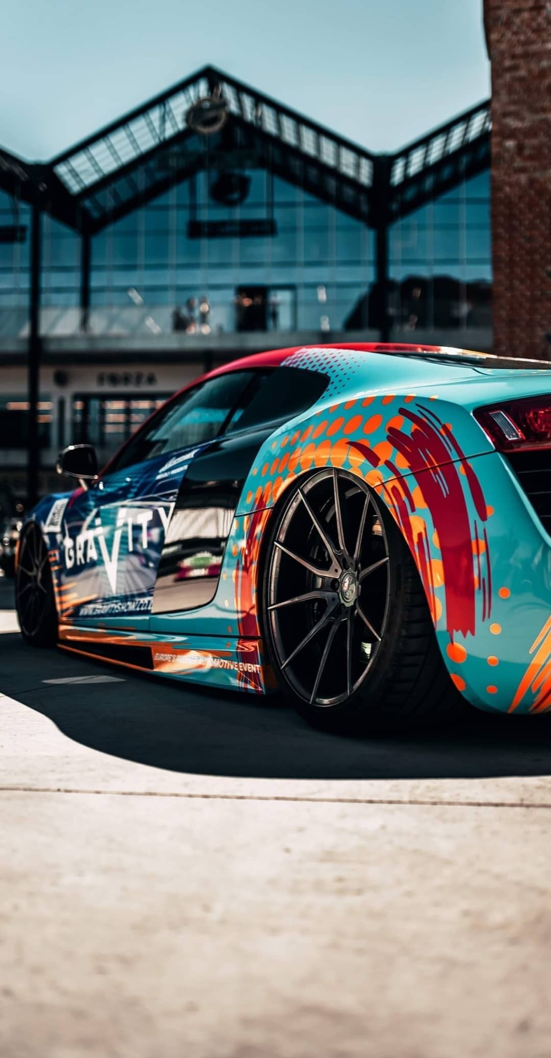 Audi R8, GRAVITY vinyl wrap, aftermarket concave wheels, HD Phone wallpaper