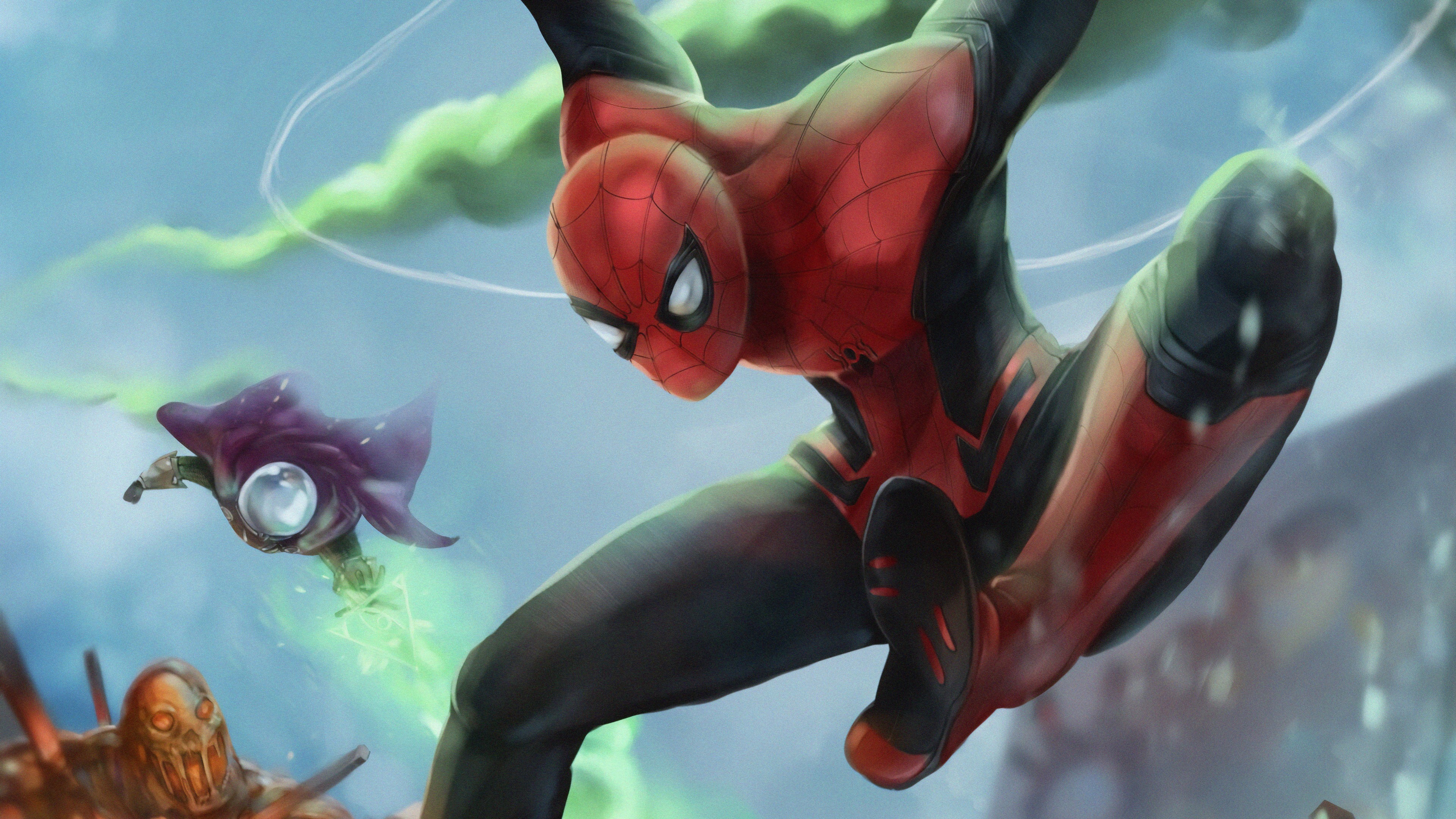 Far From Home, Upgraded Suit, Mysterio, Swirling green smoke, 4K Desktop wallpaper