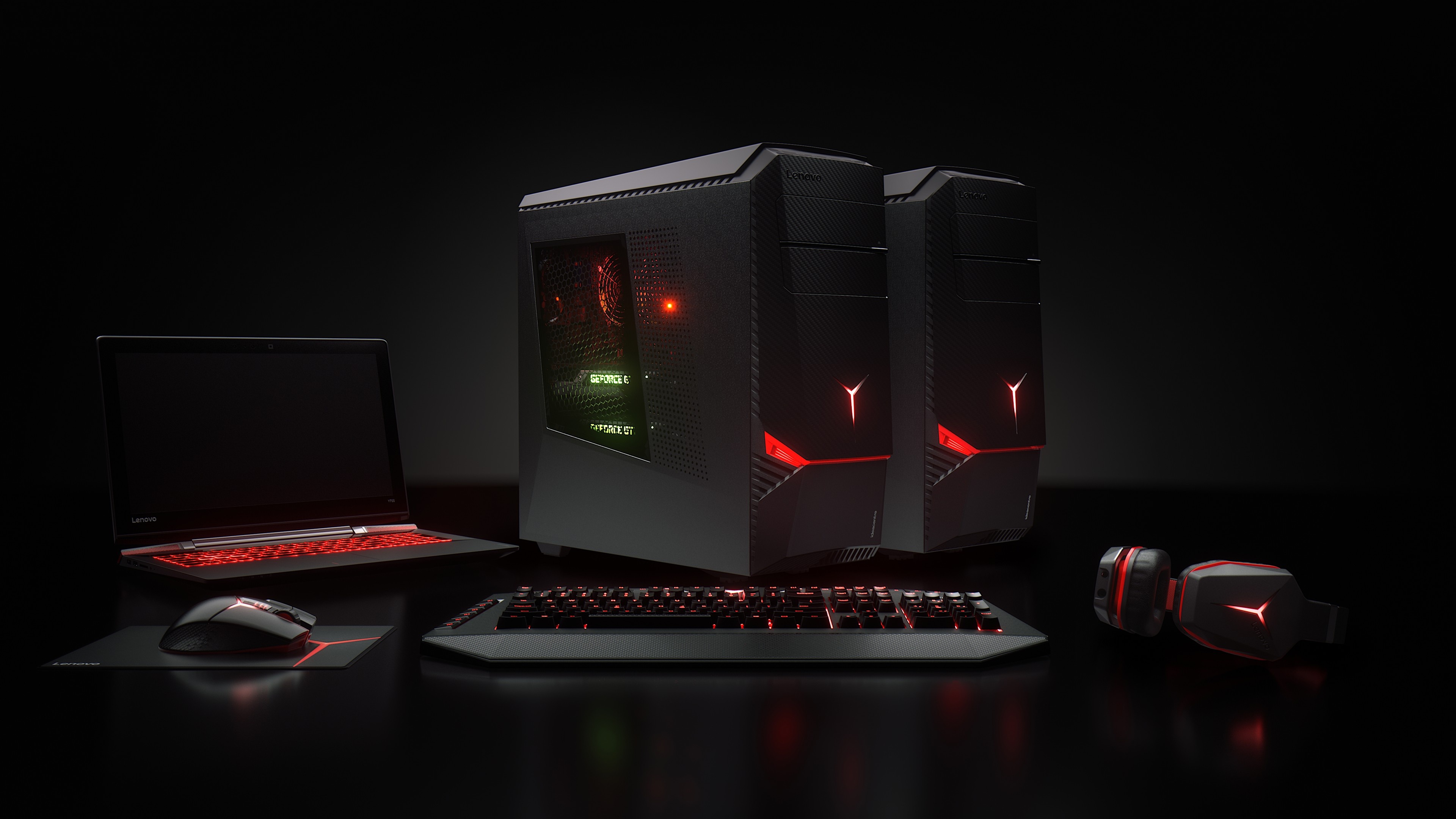 Black and red headphone, Gaming laptop, 3840x2160 4K Desktop