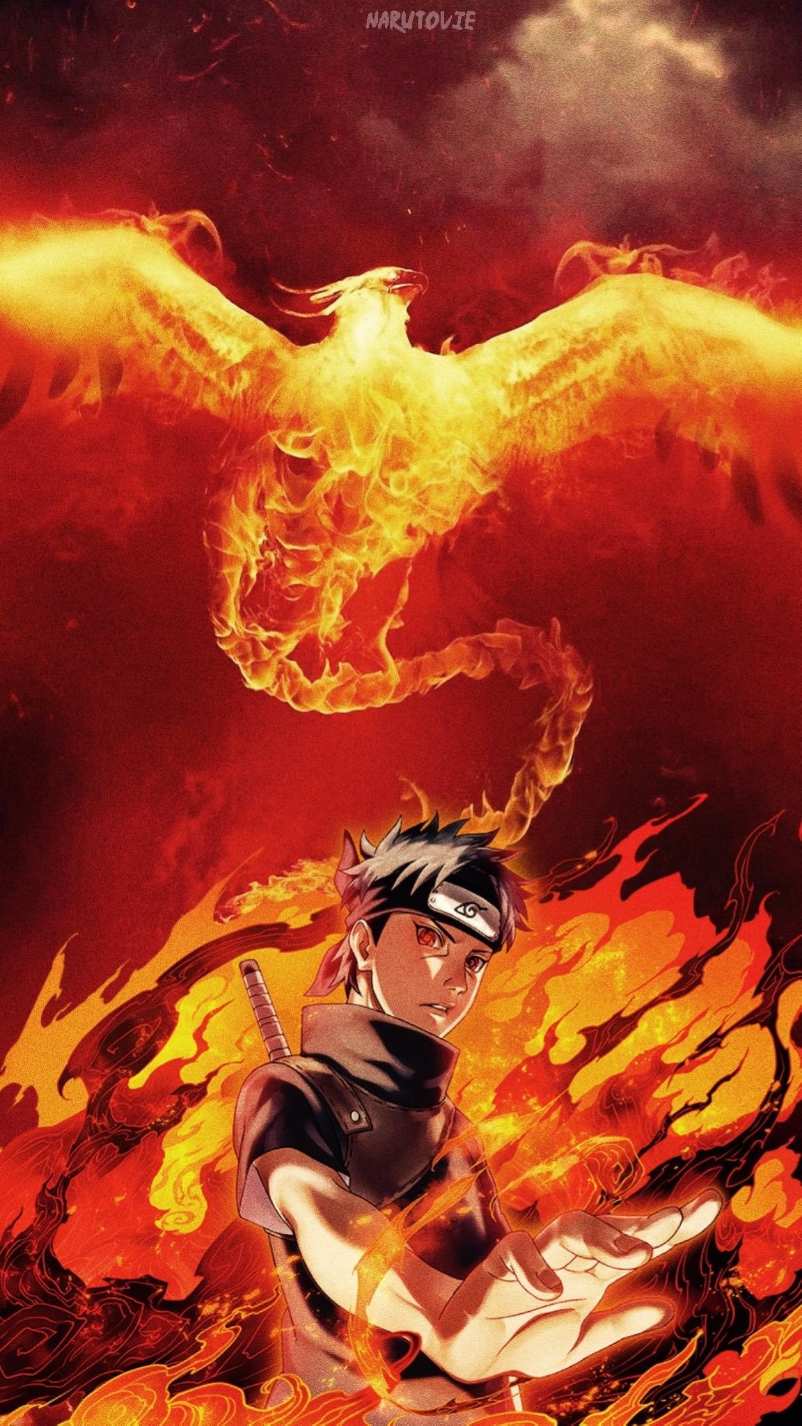 Shisui Uchiha, flaming fire phoenix, Sharingan eyes, HD Phone wallpaper