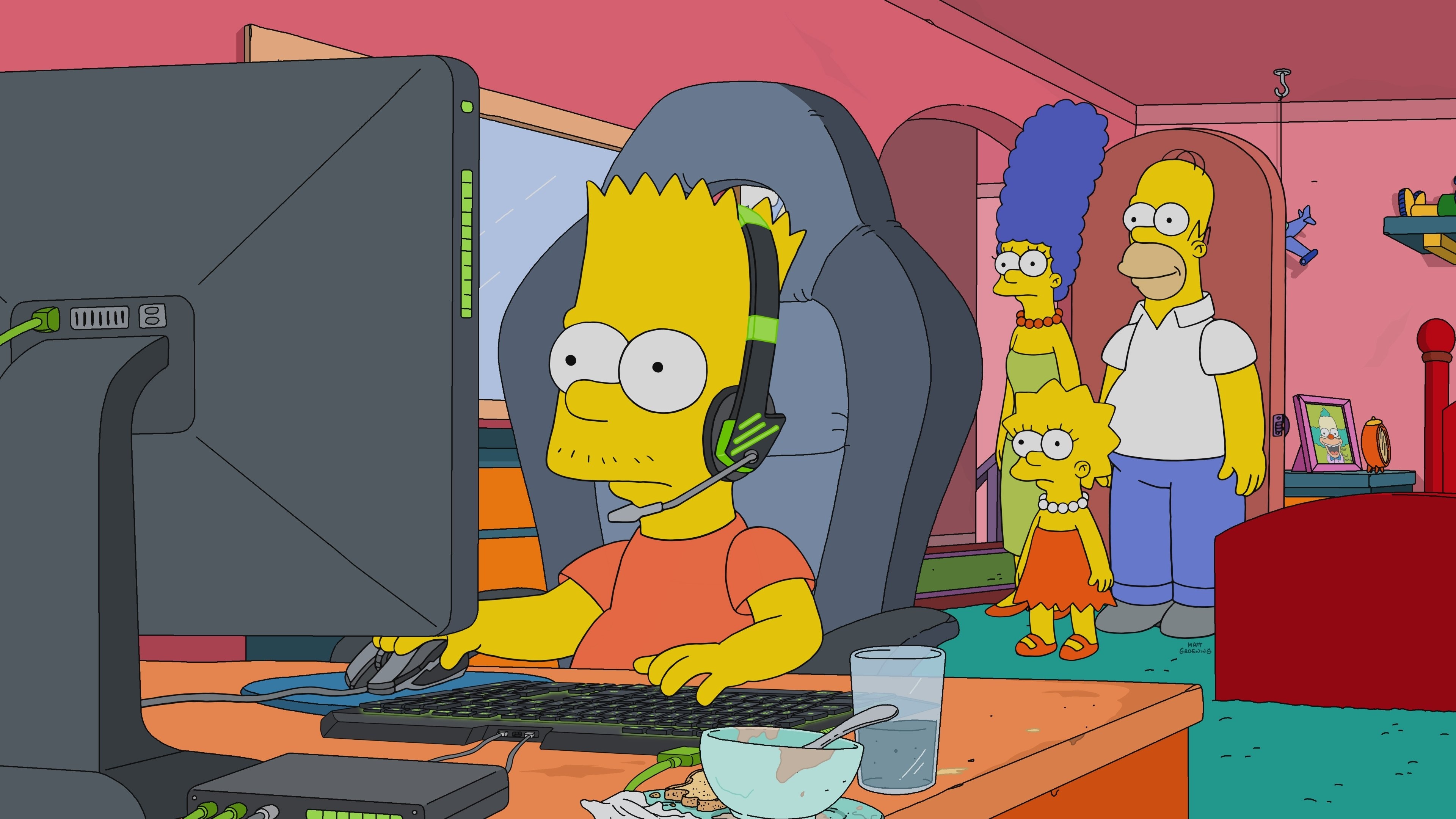 Bart Simpson, Homer Simpson, Marge Simpson, Lisa Simpson, The Simpsons, 4K Desktop wallpaper