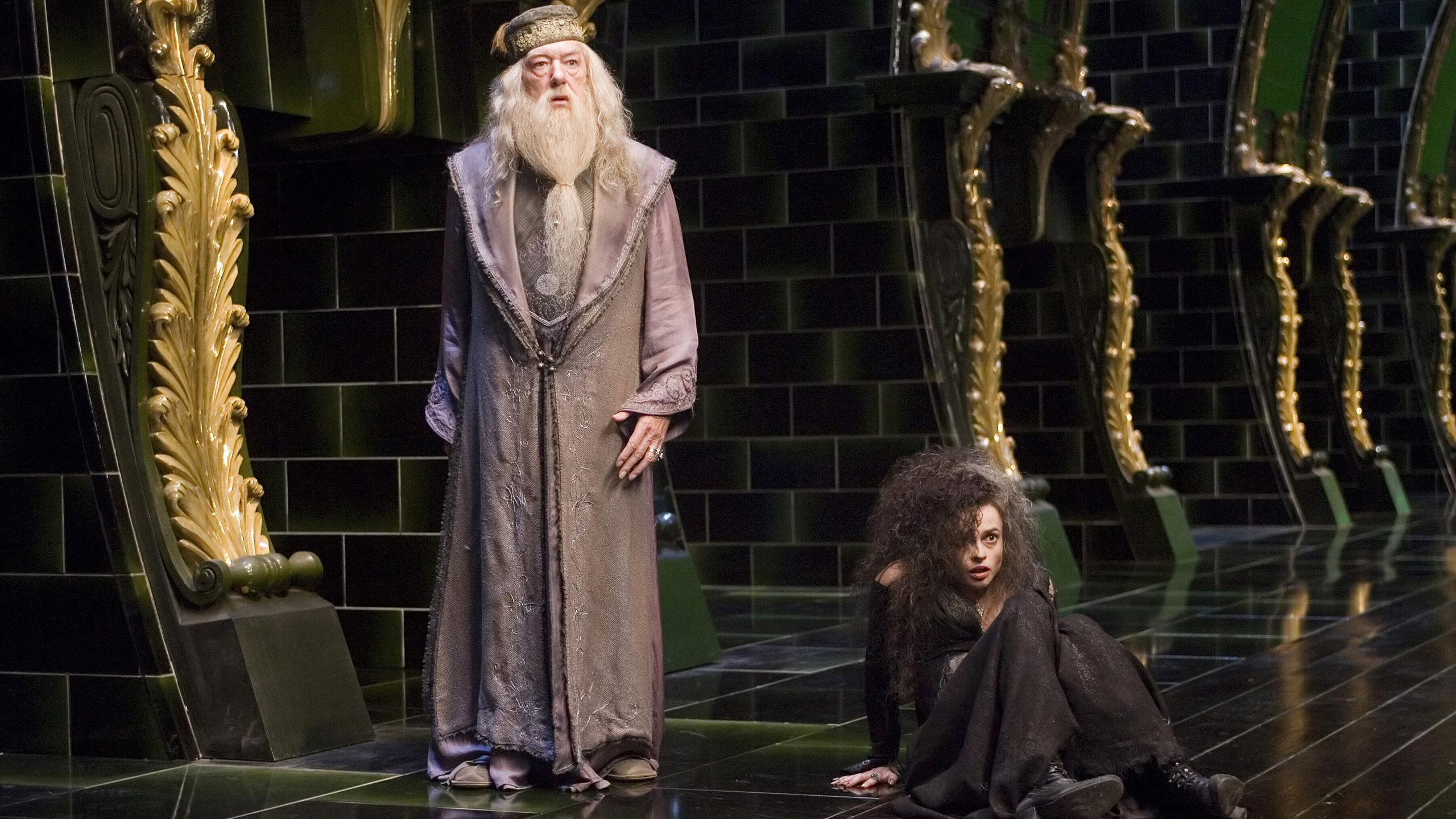 Bellatrix Lestrange, Albus Dumbledore, Harry Potter, 2560x1440 HD Desktop