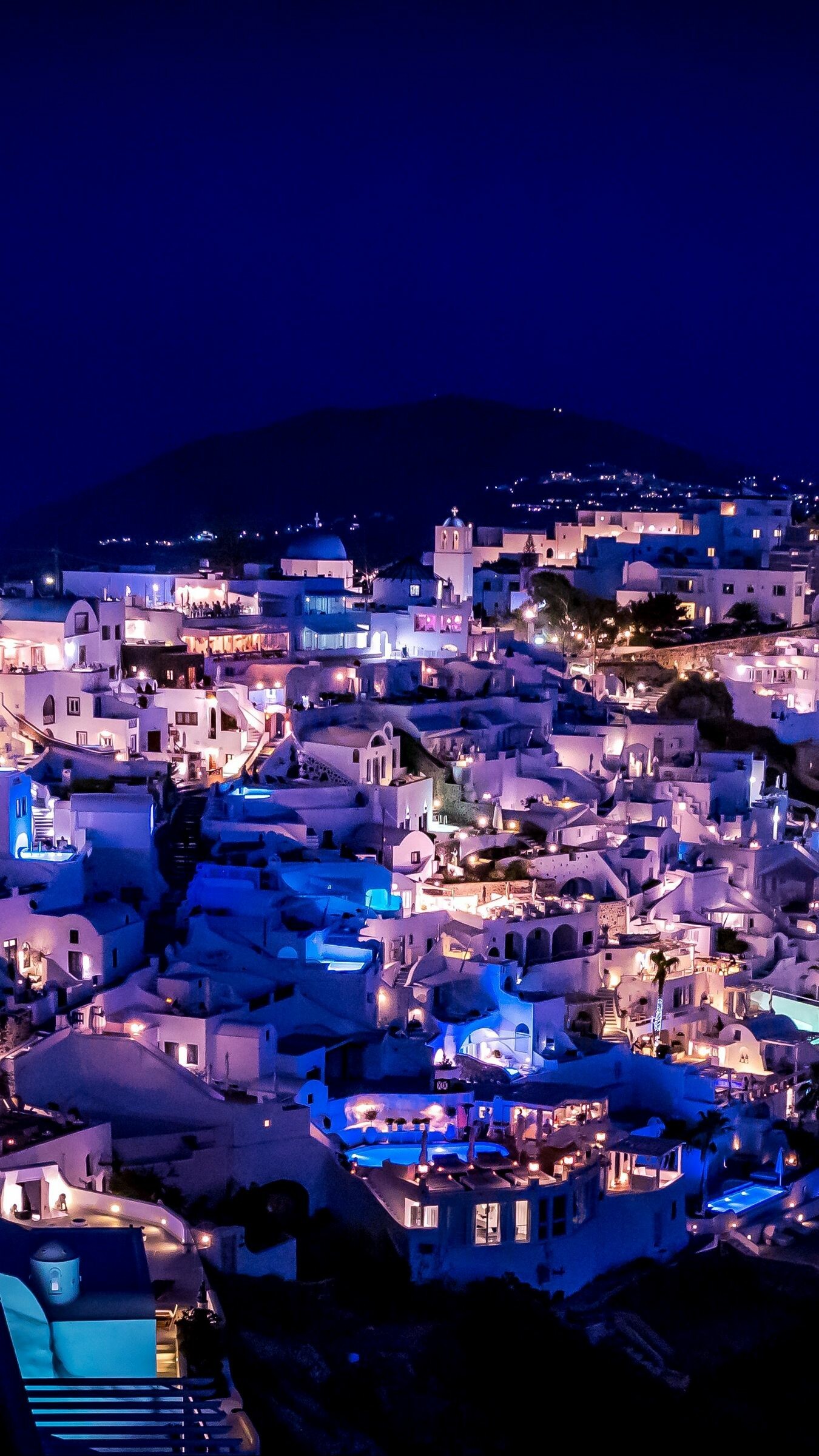 Greece, Nighttime beauty, Illuminated landscapes, Enchanting charm, 1350x2400 HD Phone