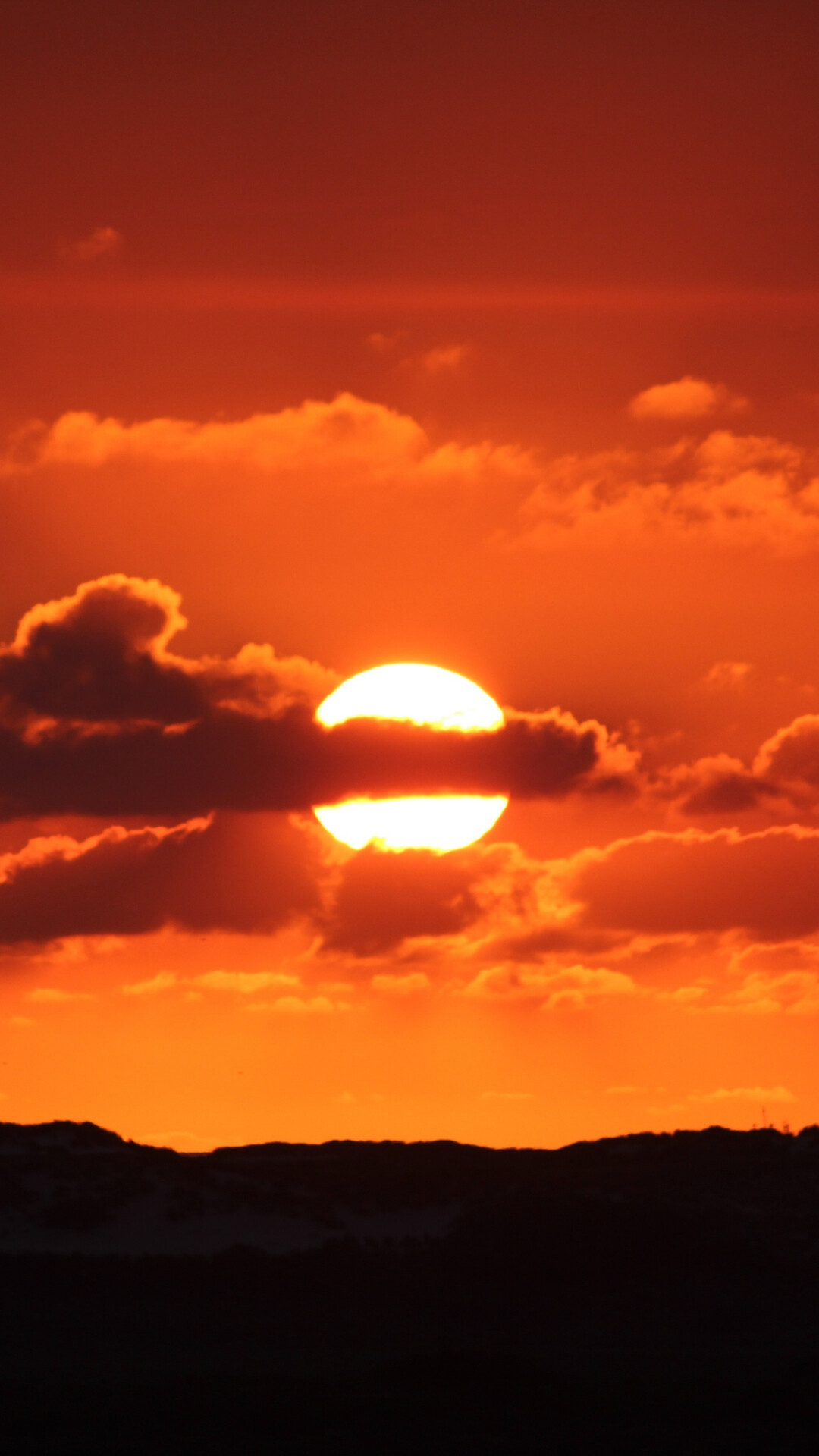 Silhouette sunset, Cloudy skies, Serene reflection, Graceful beauty, 1080x1920 Full HD Phone