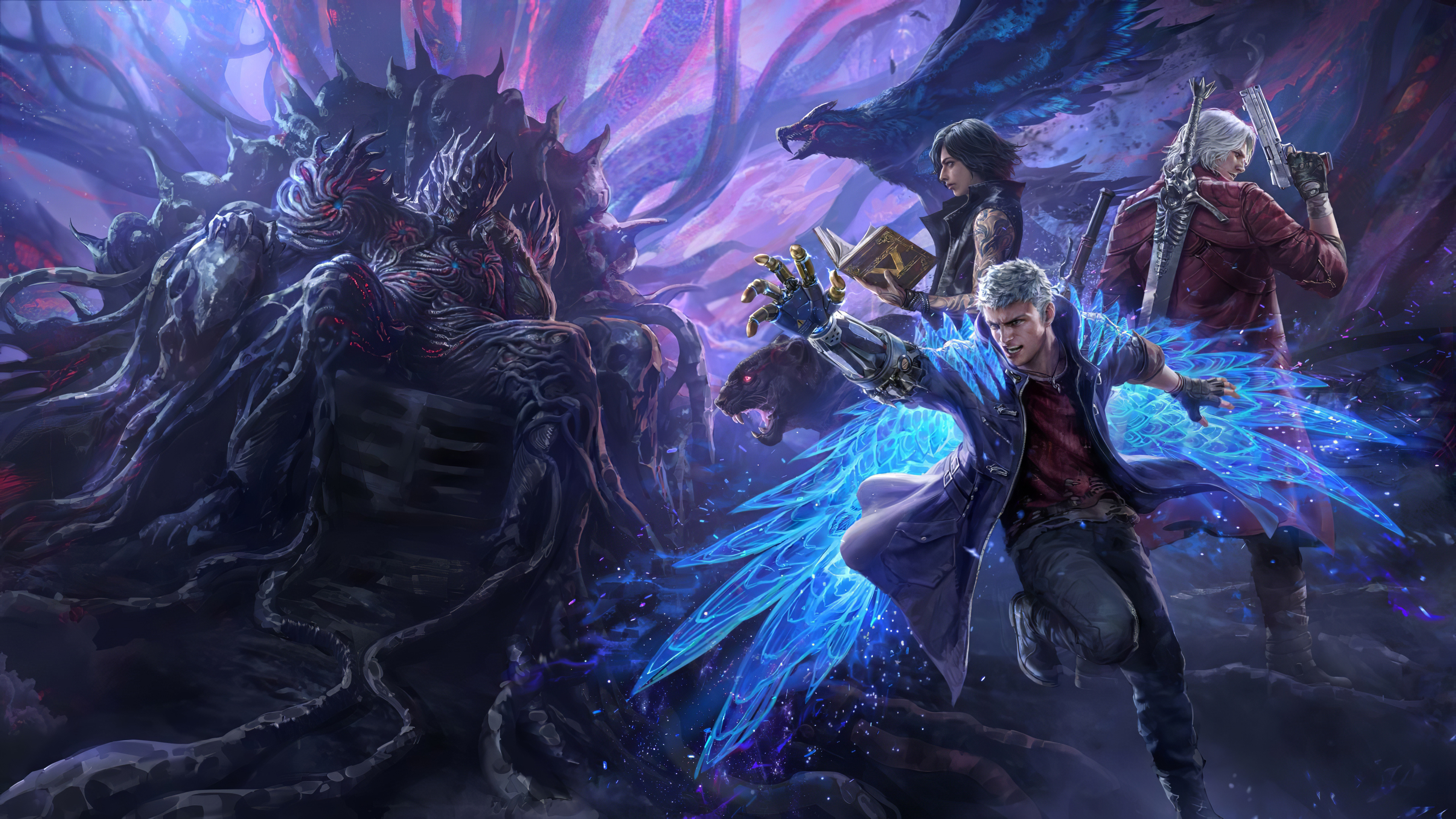 Nero, Dante, V, Urizen, Devil May Cry 5, 4K Desktop wallpaper
