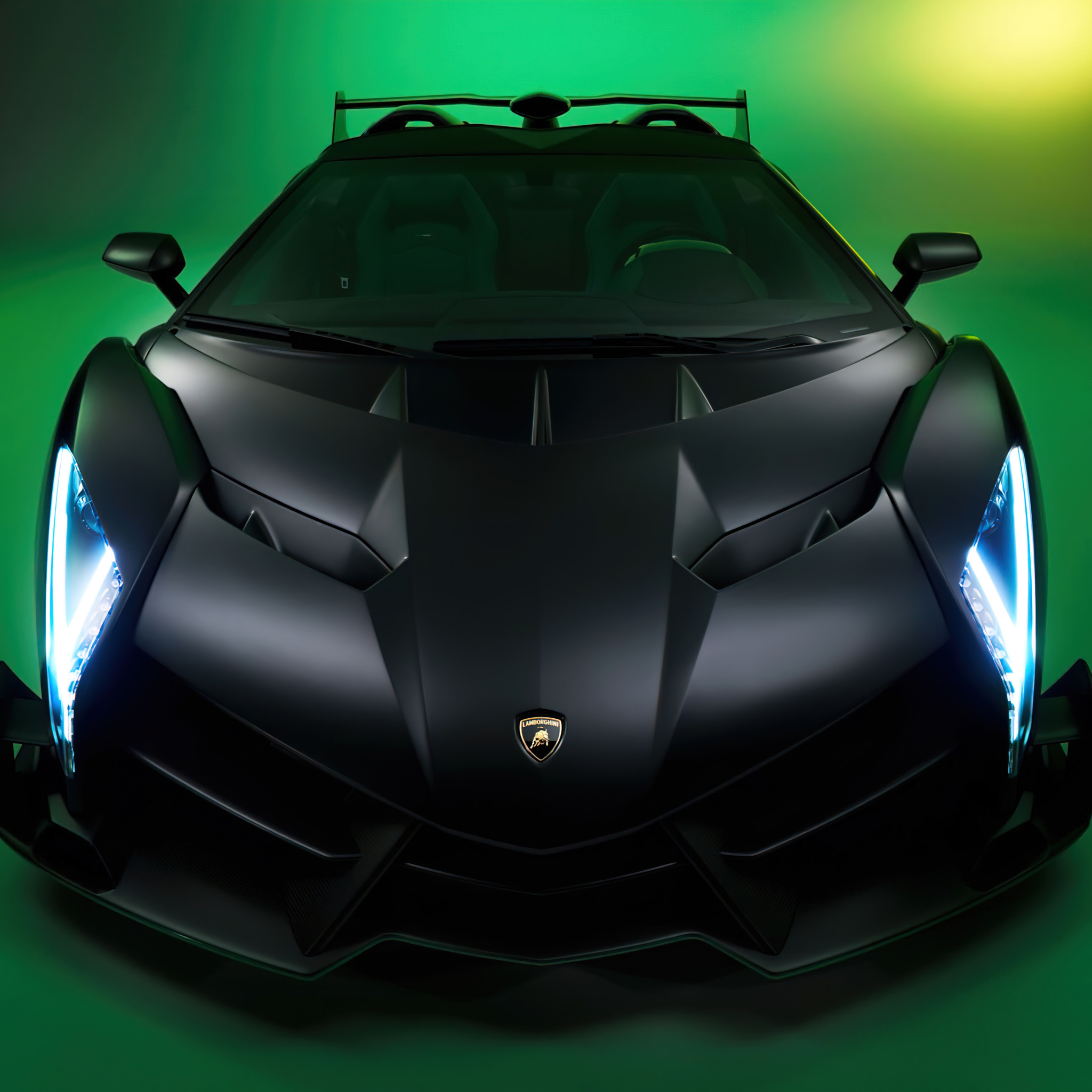 Black Version, Lamborghini Veneno Wallpaper, 2050x2050 HD Phone