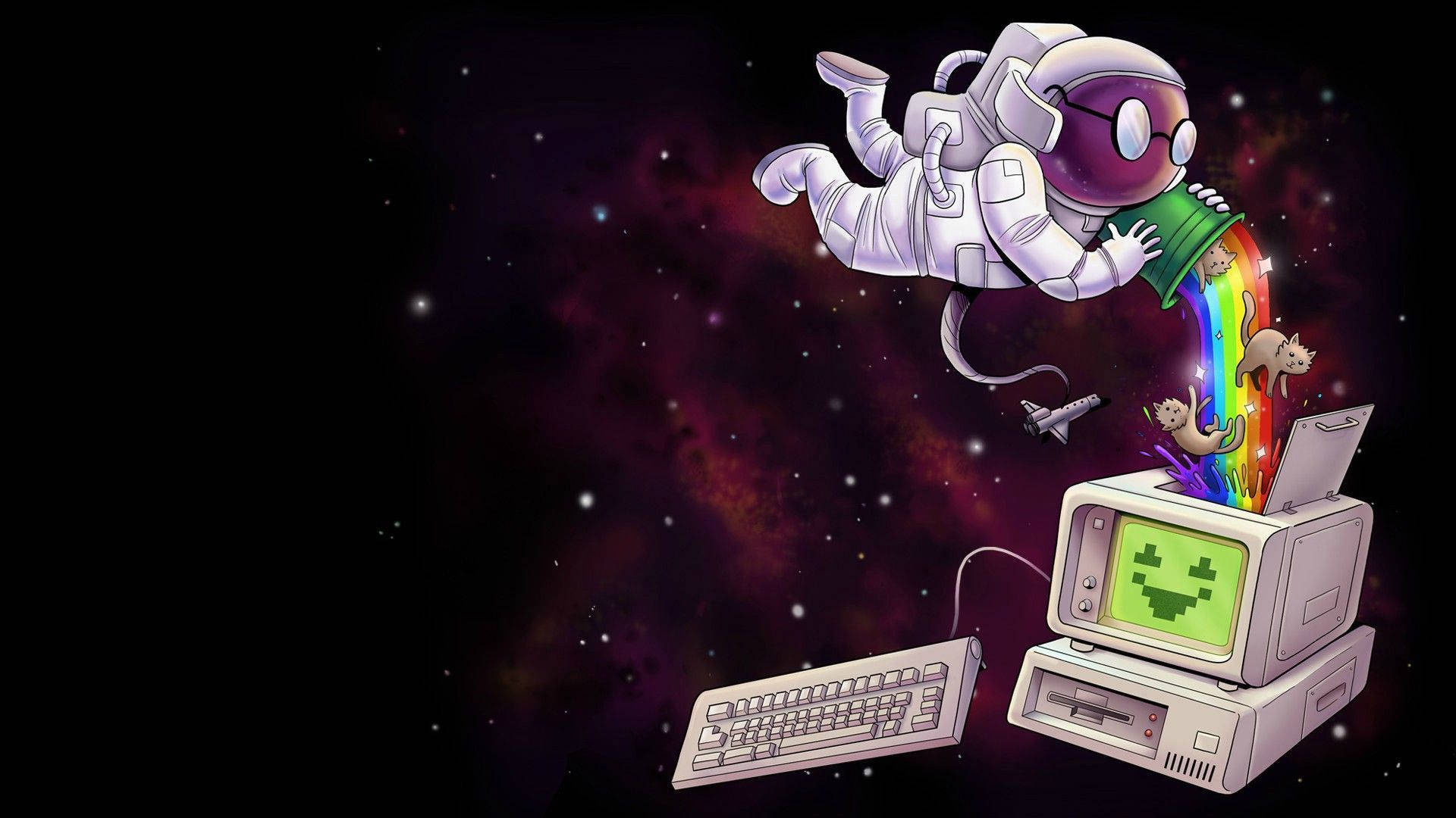 Space scene, Cute astronaut, Galactic adventure, Cosmic charm, Starry backdrop, 1920x1080 Full HD Desktop