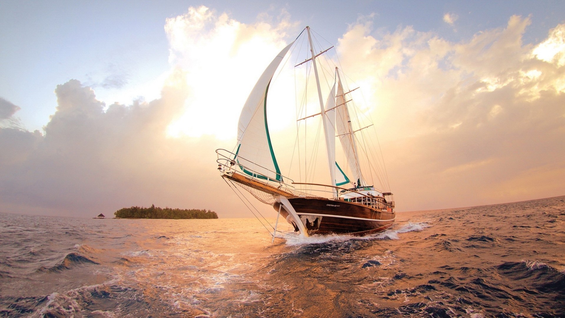 Classic sailboats, Wind-filled sails, Seafarer's dream, Watercraft on waves, 1920x1080 Full HD Desktop