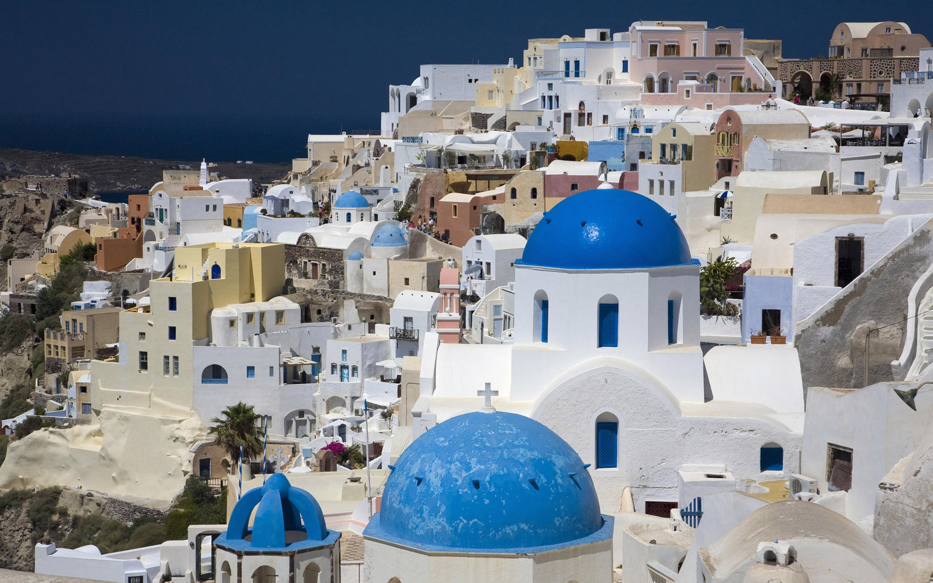 Blue Domes of Oia, Santorini beauty, HD wallpapers, Breathtaking vistas, 1920x1200 HD Desktop