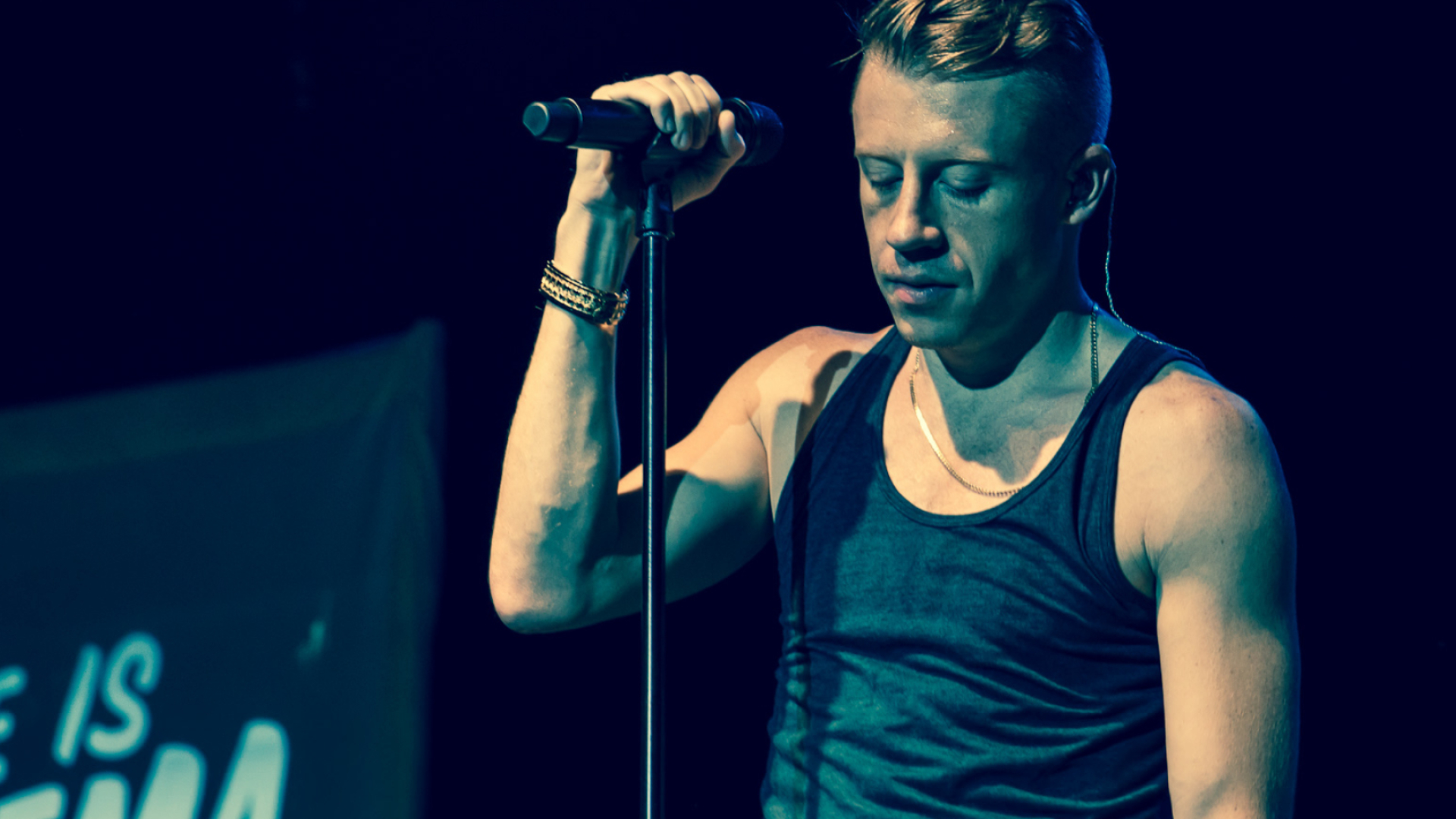 Macklemore, Energetic rap performance, Crowd interaction, Concert atmosphere, 1920x1080 Full HD Desktop