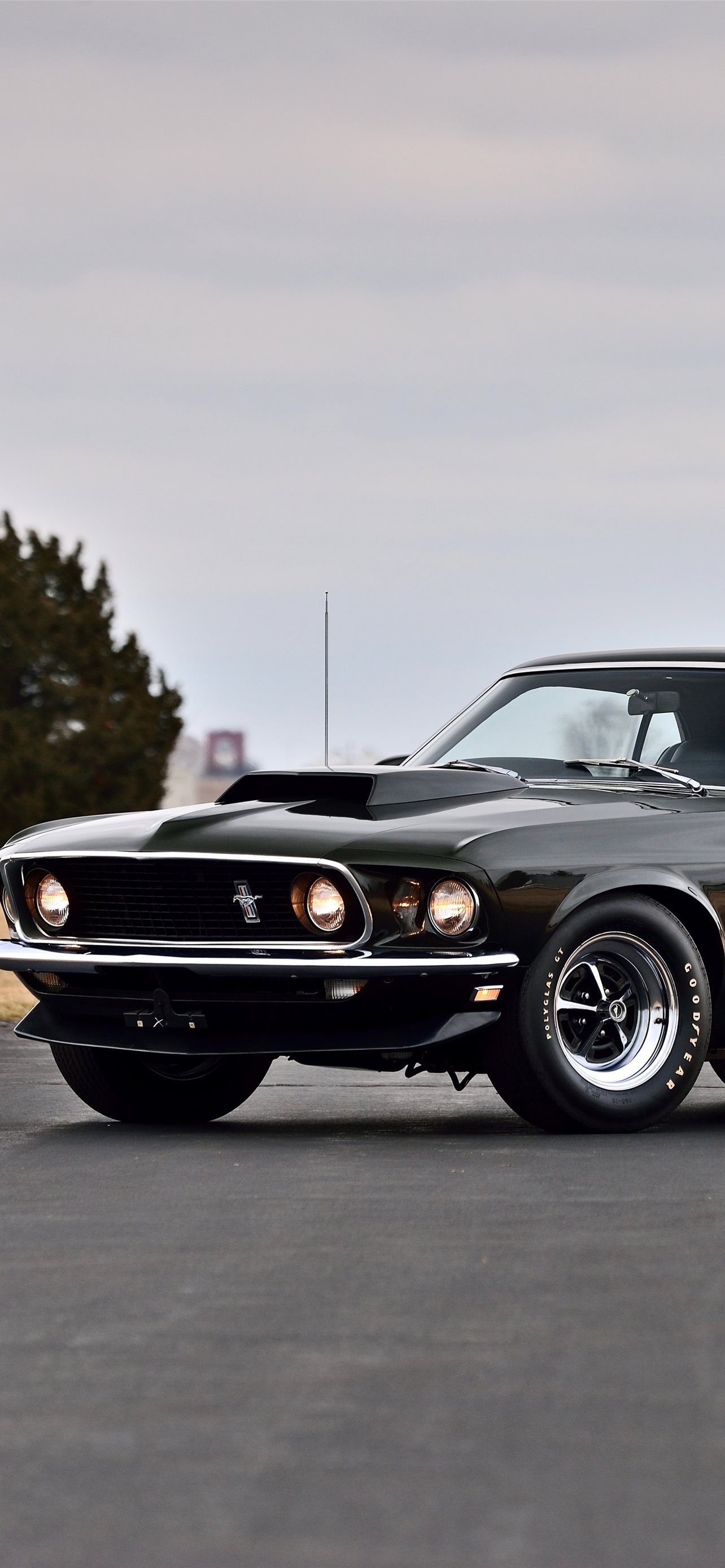1969 Ford Mustang Boss 429, Magnum 500 wheels, Goodyear Polyglas GT tires, HD Phone wallpaper