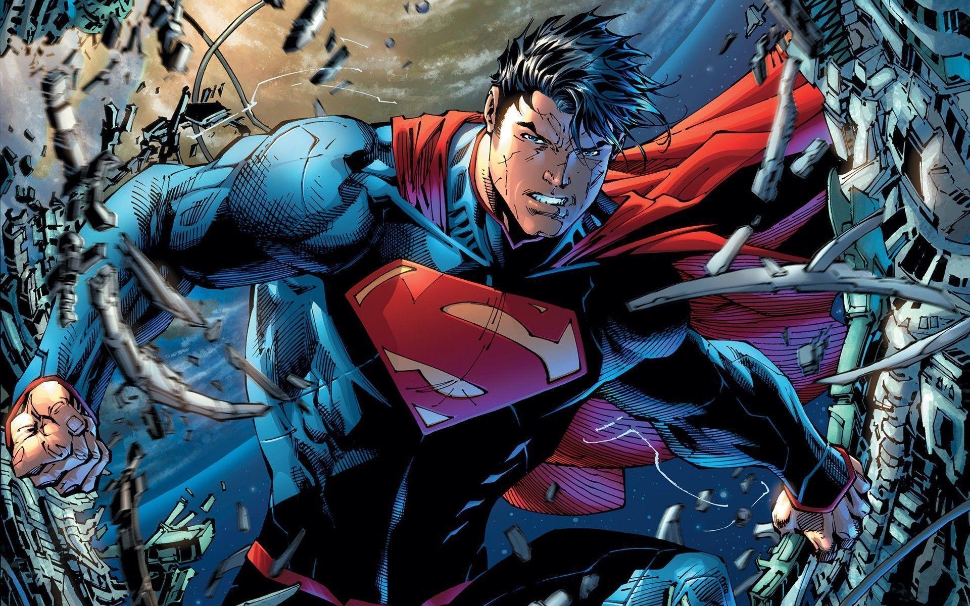 New 52 Superman, Superman chest emblem, shattering metal debris, HD Desktop wallpaper
