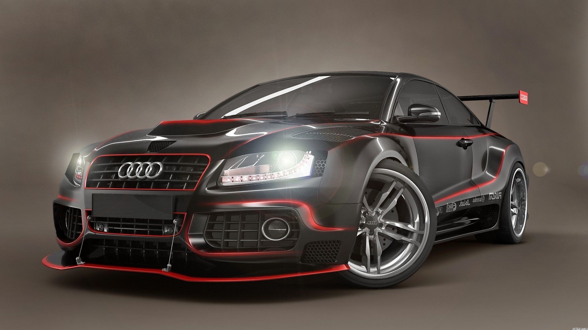 modified Audi A5 Coupe, custom widebody kit, red pinstripe accents, Full HD Desktop wallpaper