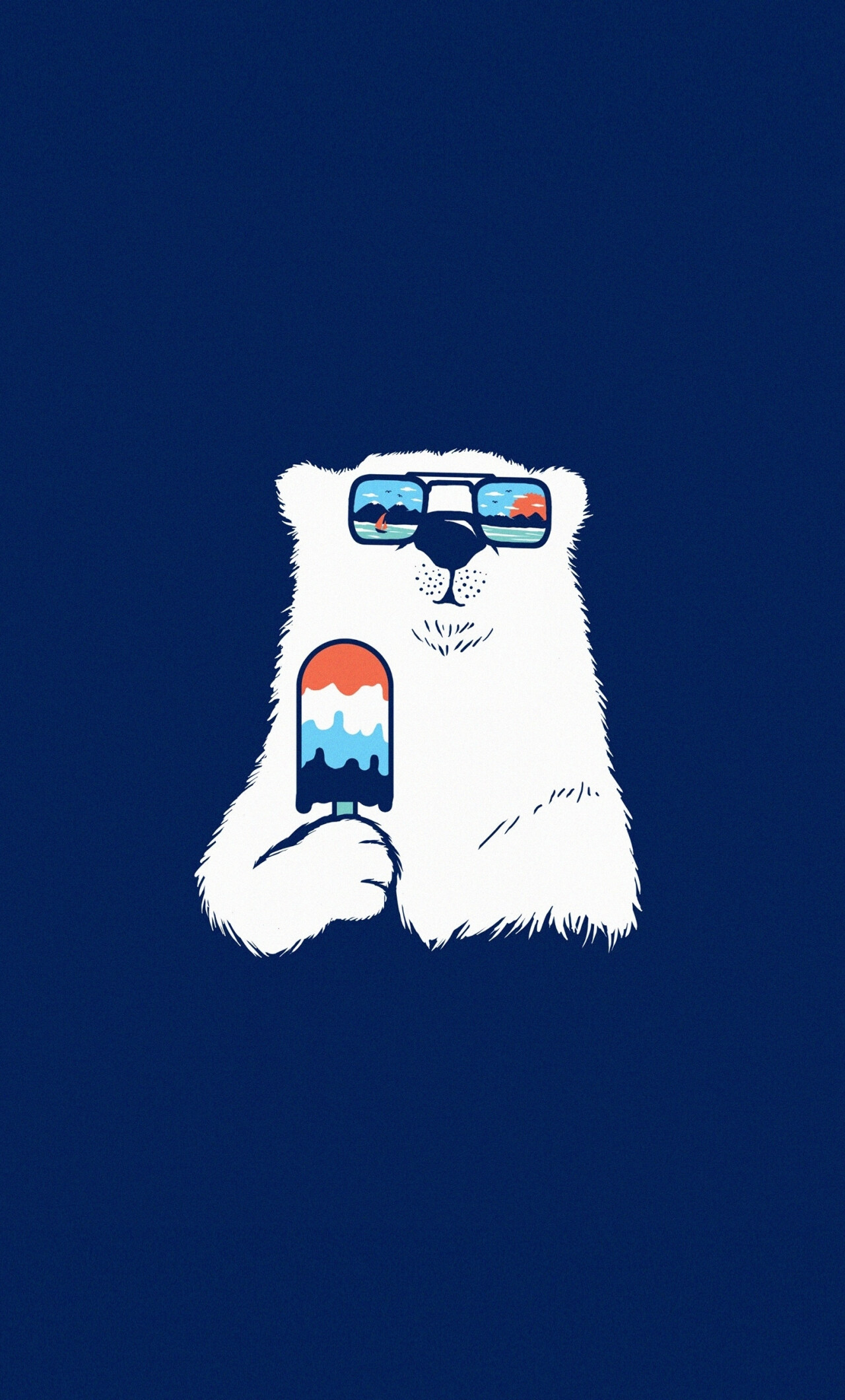 Polar bear, Minimal summer wallpaper, Refreshing imagery, Cool vibes, 1280x2120 HD Phone